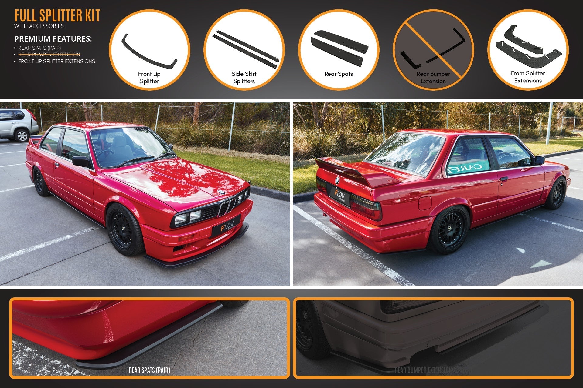 Flow Designs E30 M-Tech 2 Full Lip Splitter Set - iilumolab