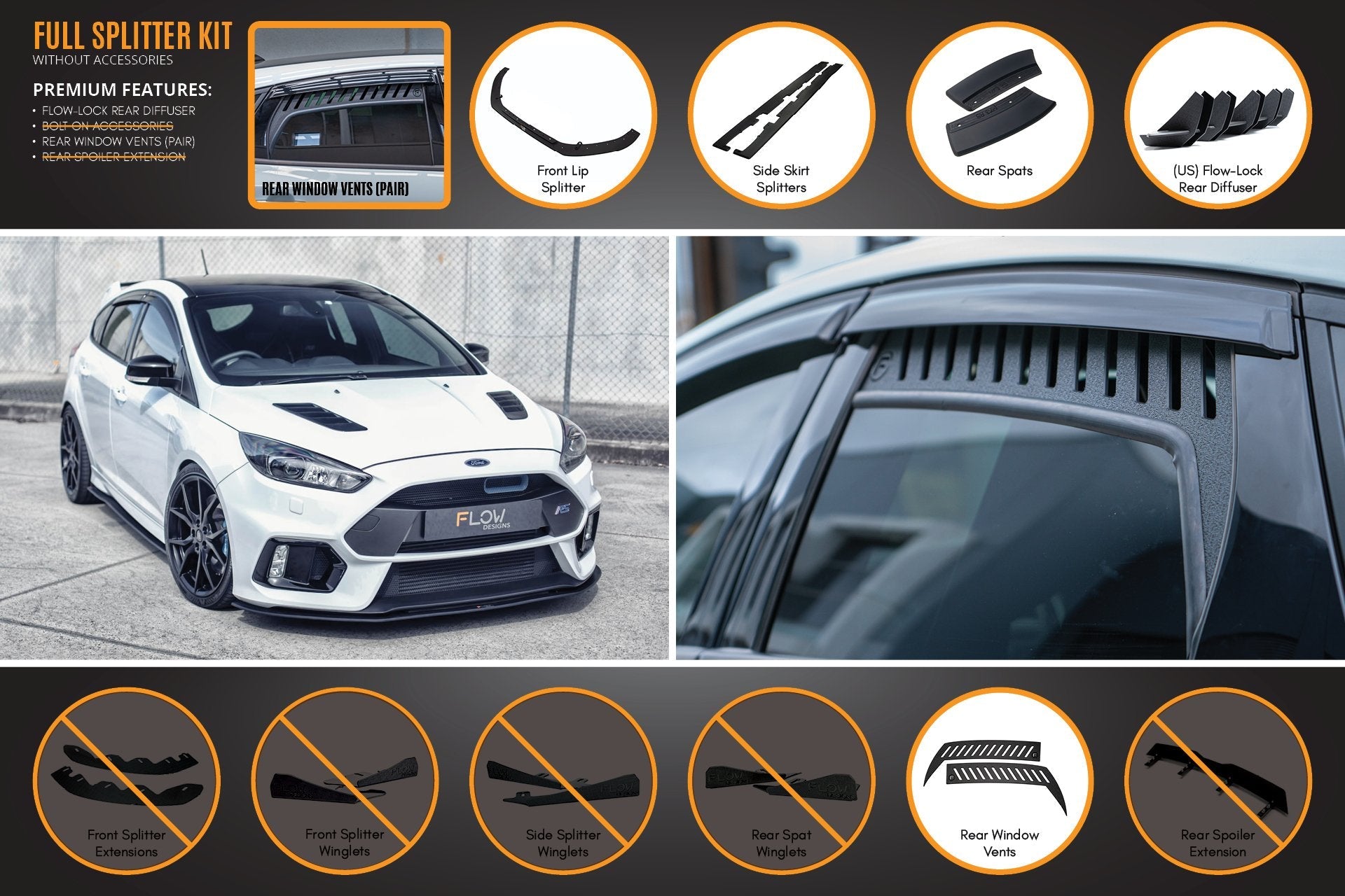 Flow Designs MK3 Focus RS Full Lip Splitter Set - iilumolab