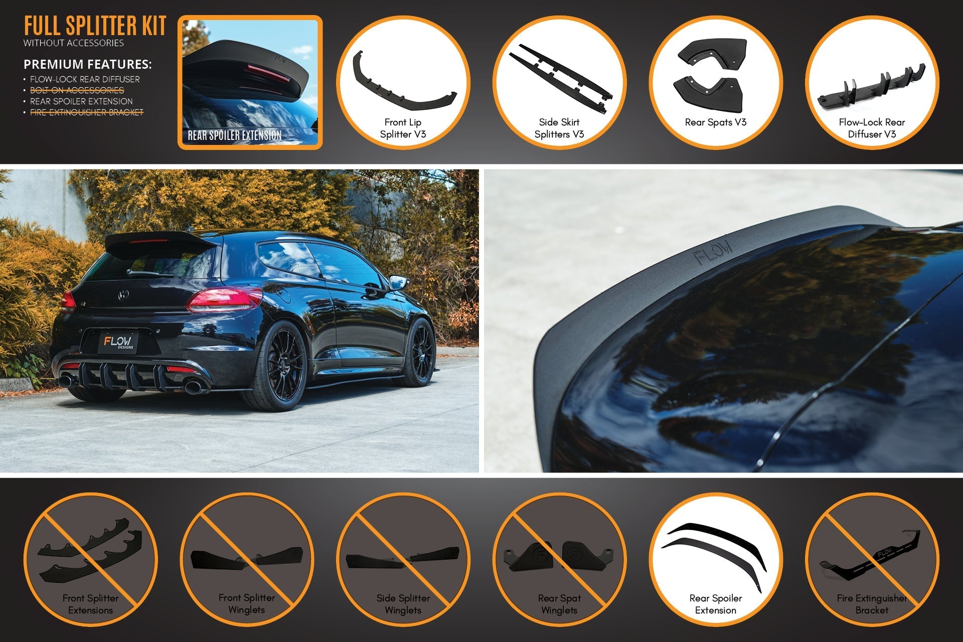 Flow Designs Scirocco R PFL V3 Full Lip Splitter Set - iilumolab