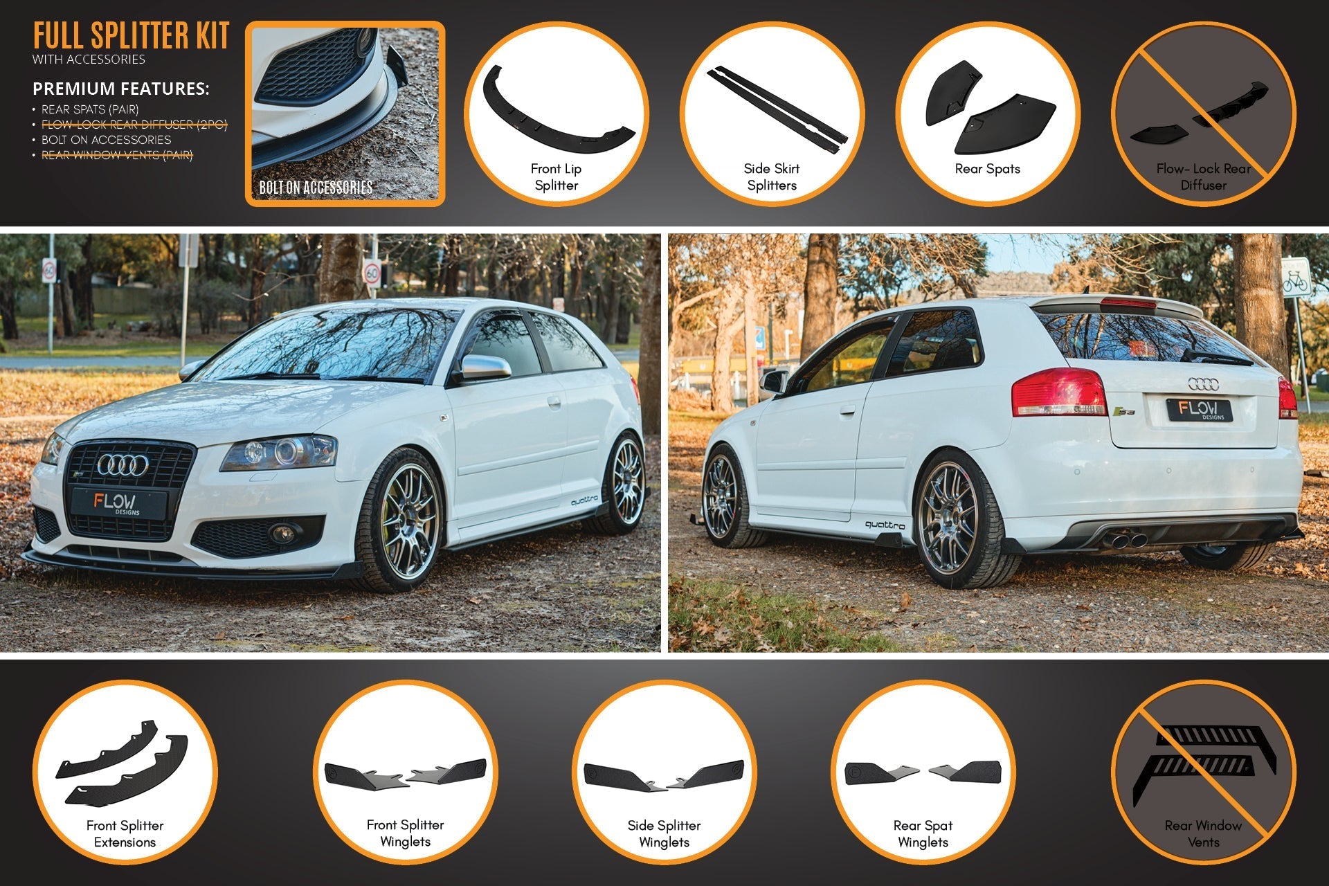 Flow Designs S3 8P Hatch (PFL) Full Lip Splitter Set - iilumolab