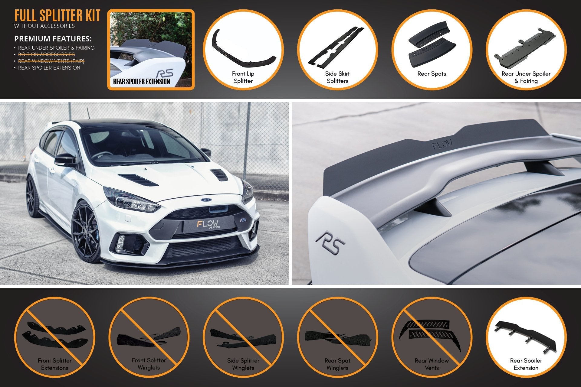 Flow Designs MK3 Focus RS Full Lip Splitter Set - iilumolab