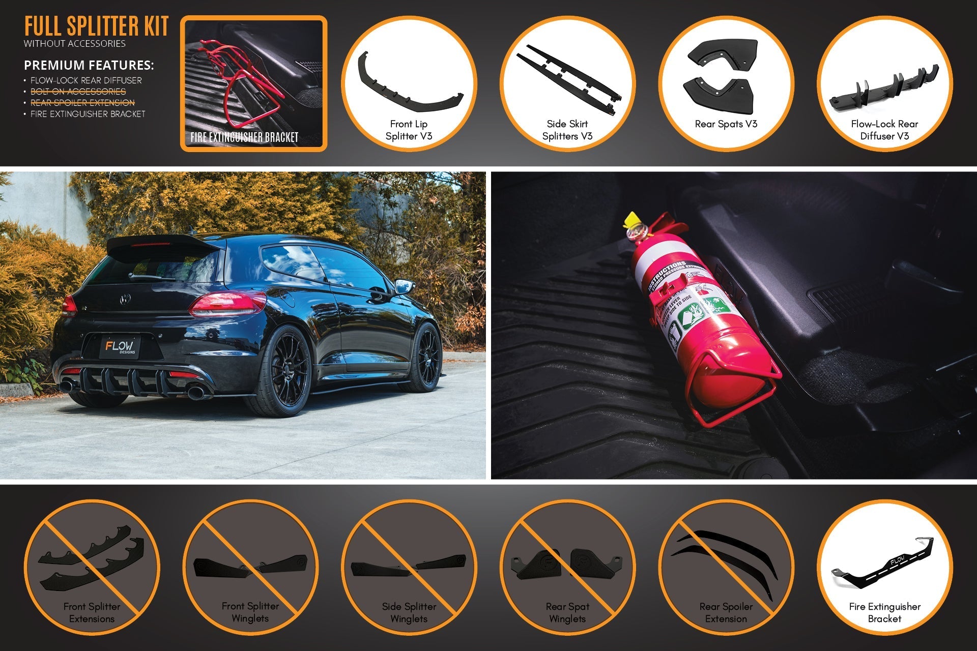 Flow Designs Scirocco R PFL V3 Full Lip Splitter Set - iilumolab