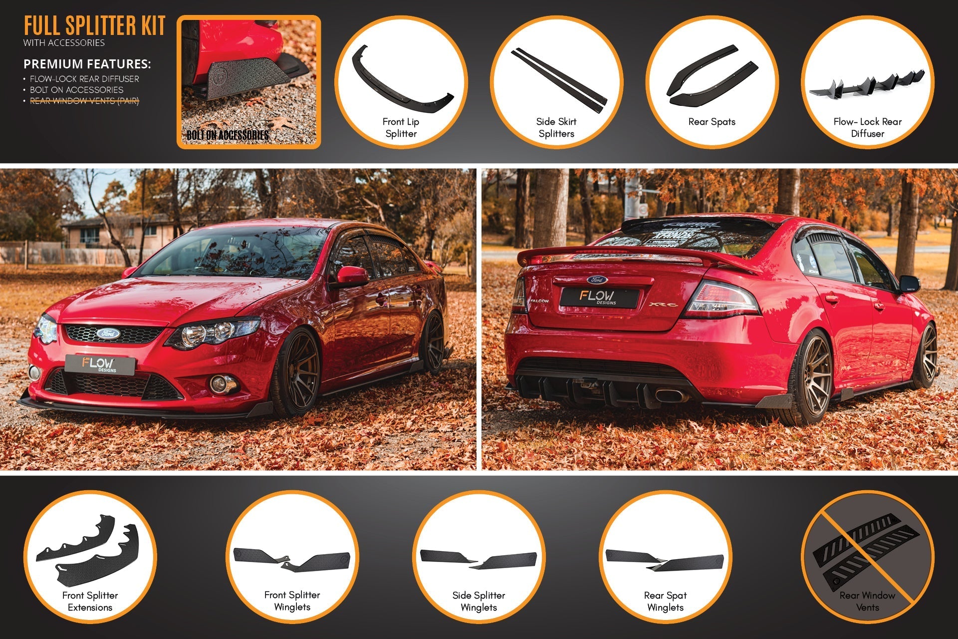 Flow Designs MK1 Falcon FG Full Lip Splitter Set - iilumolab