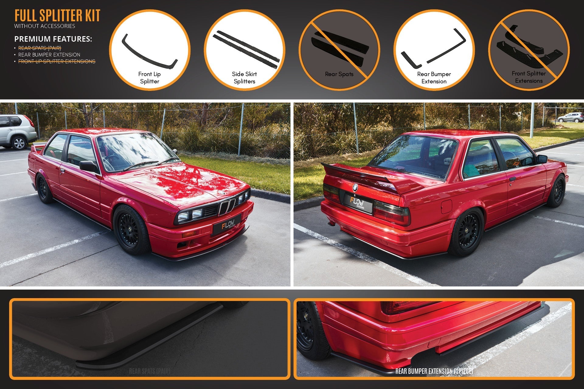 Flow Designs E30 M-Tech 2 Full Lip Splitter Set - iilumolab
