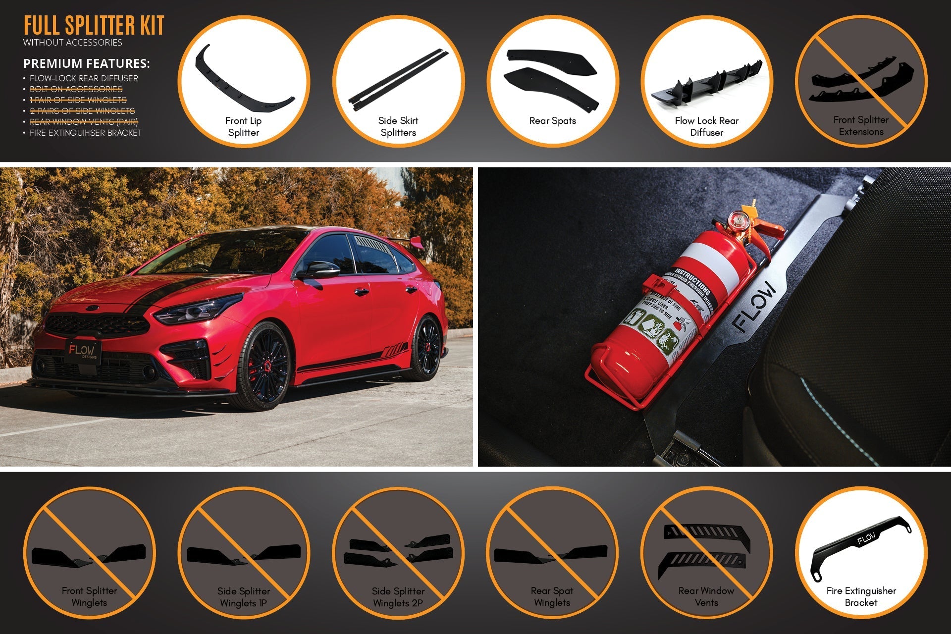 Flow Designs Cerato GT Hatch PFL Full Lip Splitter Set - iilumolab