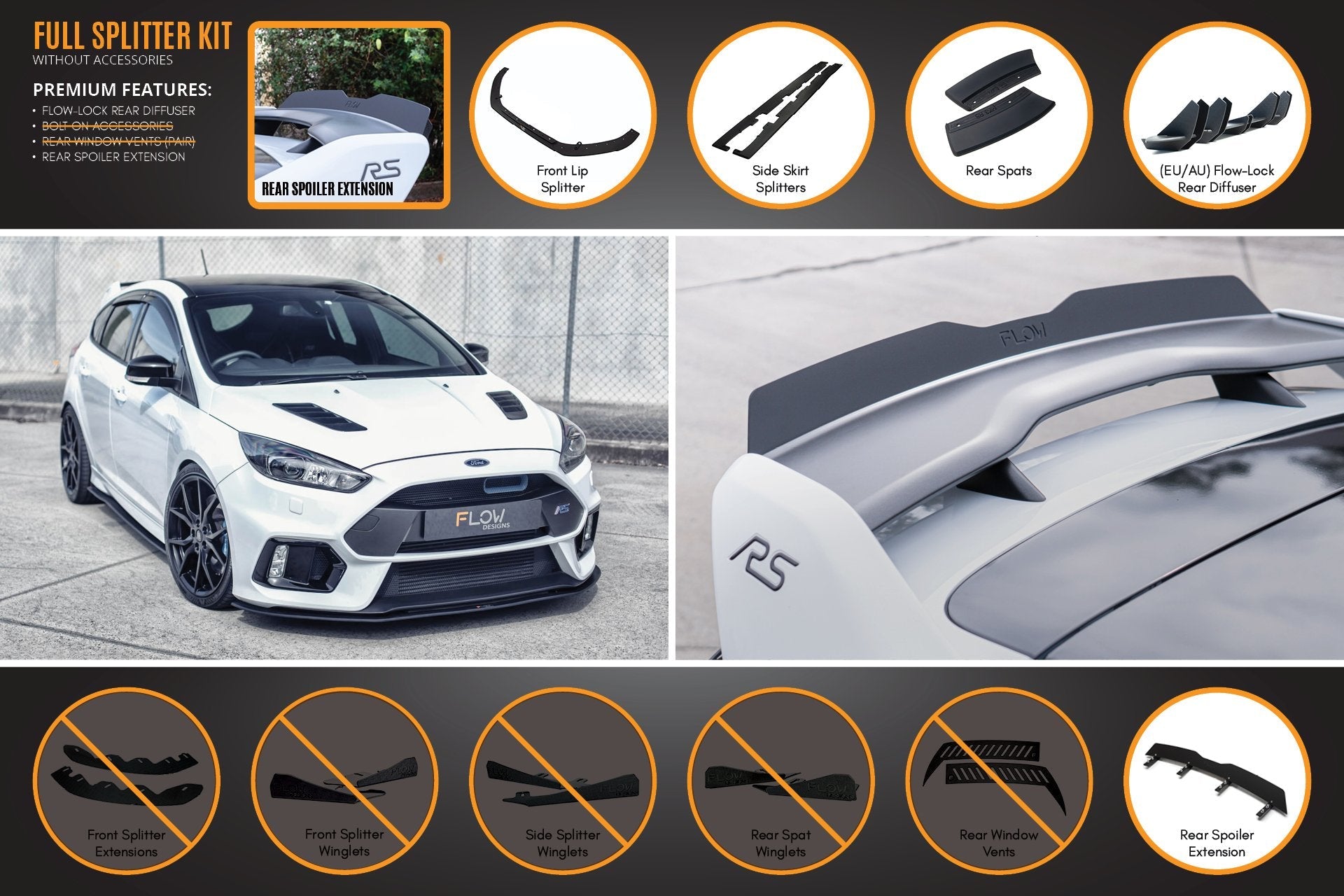 Flow Designs MK3 Focus RS Full Lip Splitter Set - iilumolab