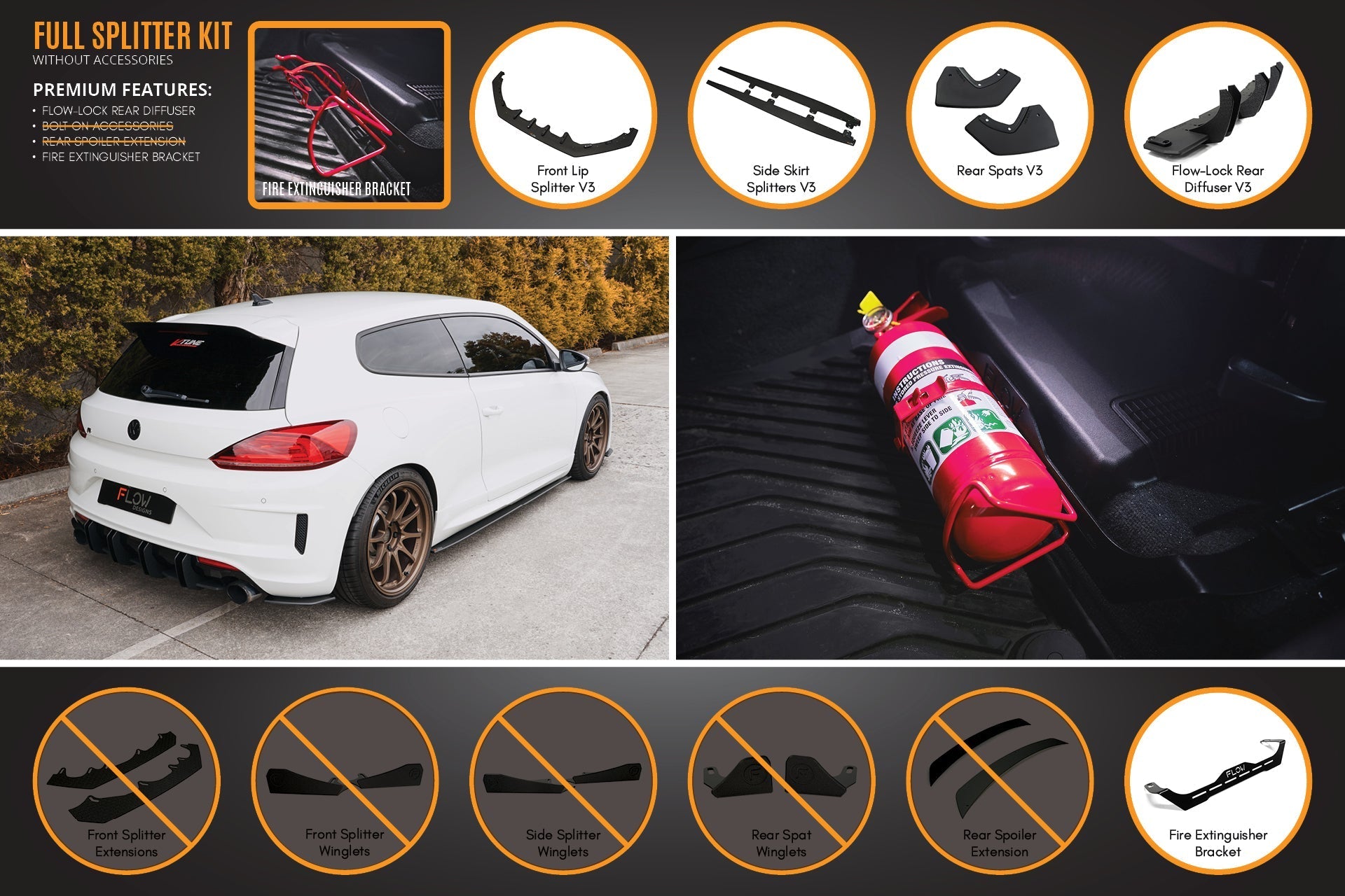 Flow Designs Scirocco R FL V3 Full Lip Splitter Set - iilumolab
