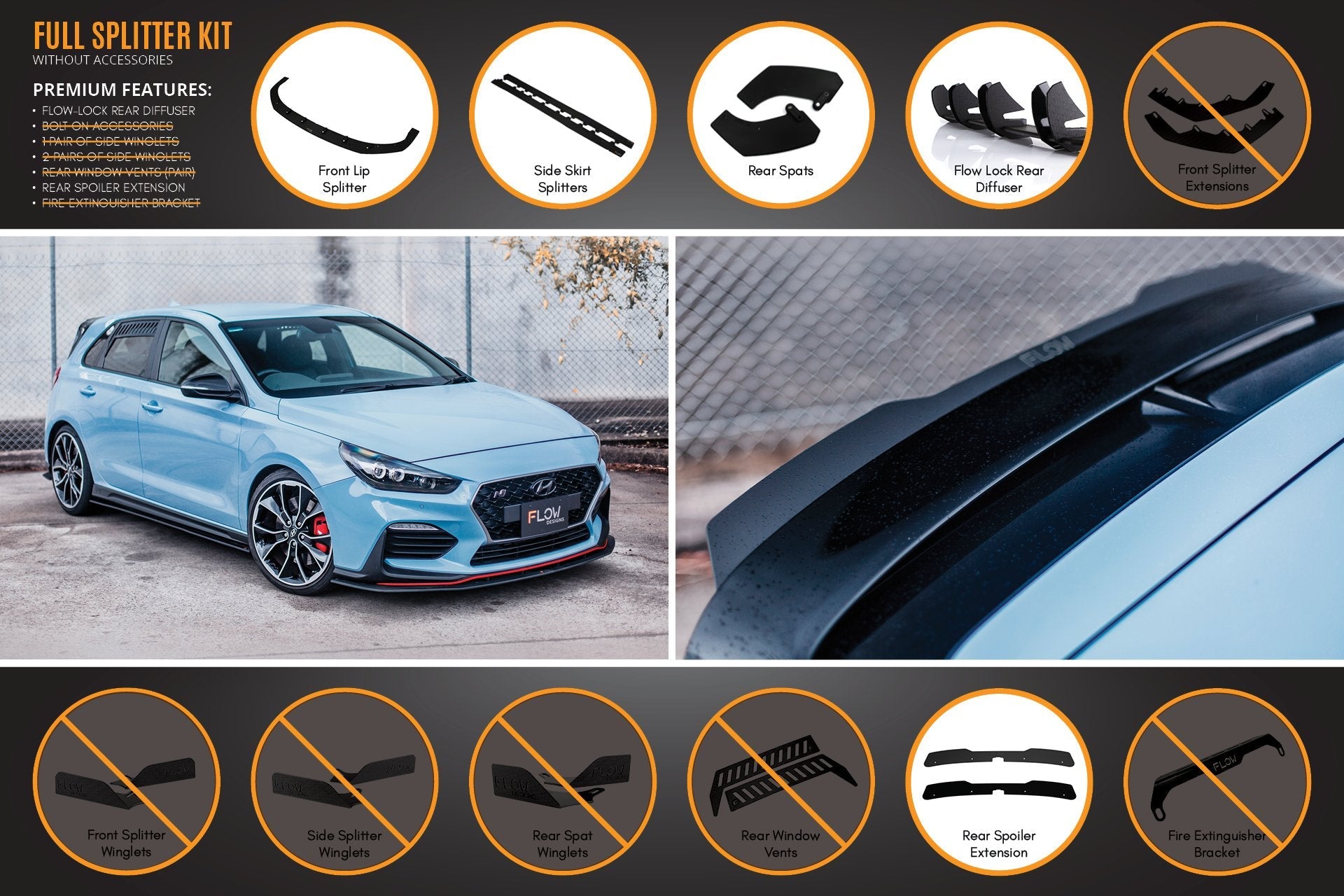 Flow Designs i30N Hatch PD (2018-2020) Full Lip Splitter Set - iilumolab