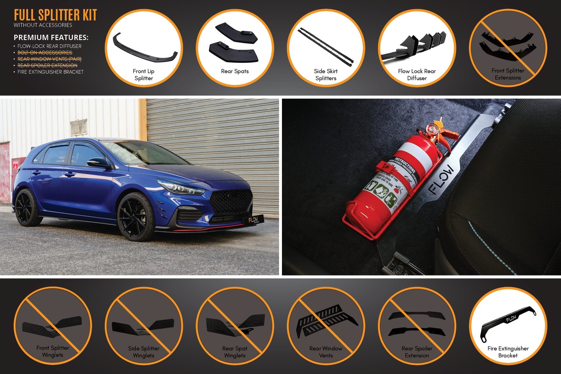 i30 N Line Hatch PD (2018-2023) Full Splitter Lip Set