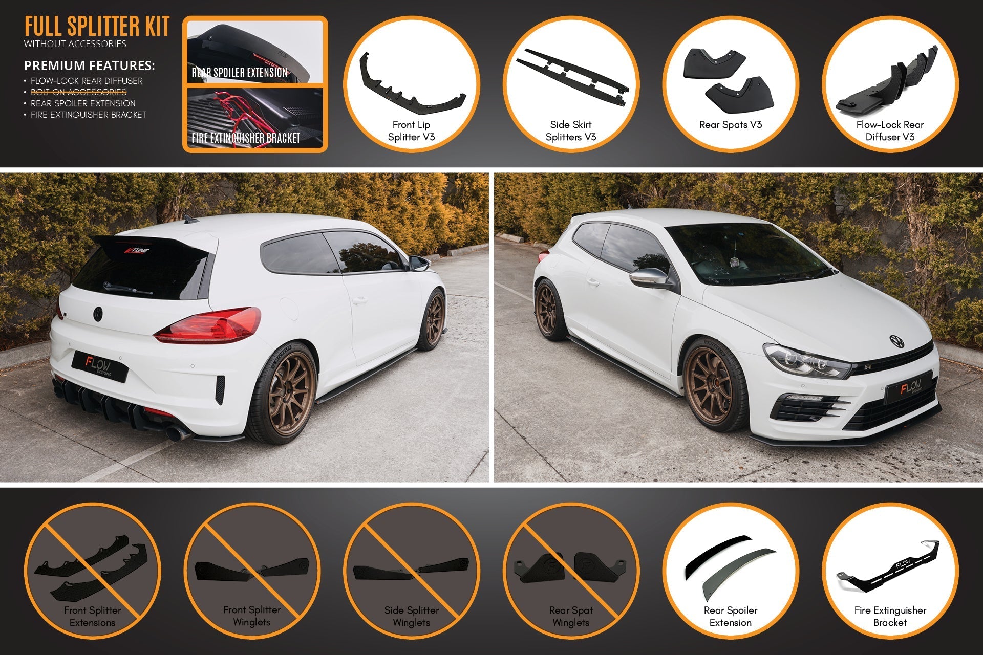 Flow Designs Scirocco R FL V3 Full Lip Splitter Set - iilumolab