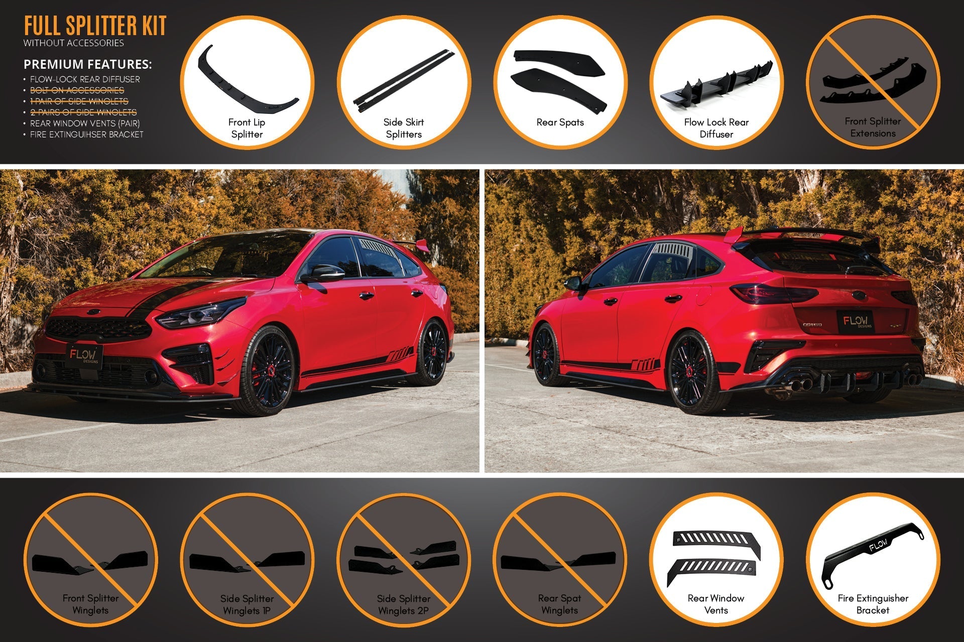 Flow Designs Cerato GT Hatch PFL Full Lip Splitter Set - iilumolab