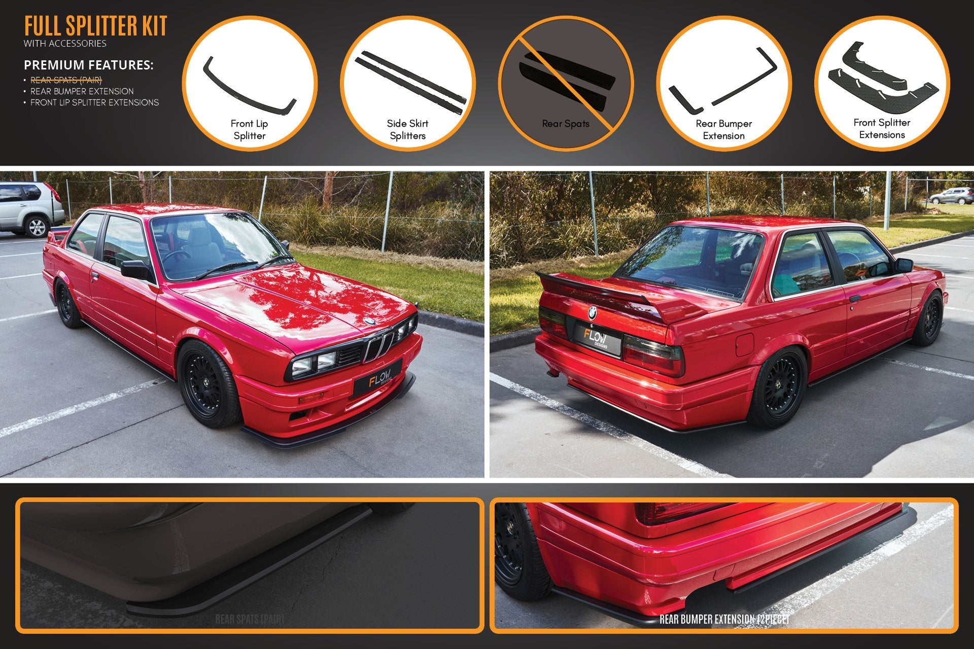 Flow Designs E30 M-Tech 2 Full Lip Splitter Set - iilumolab