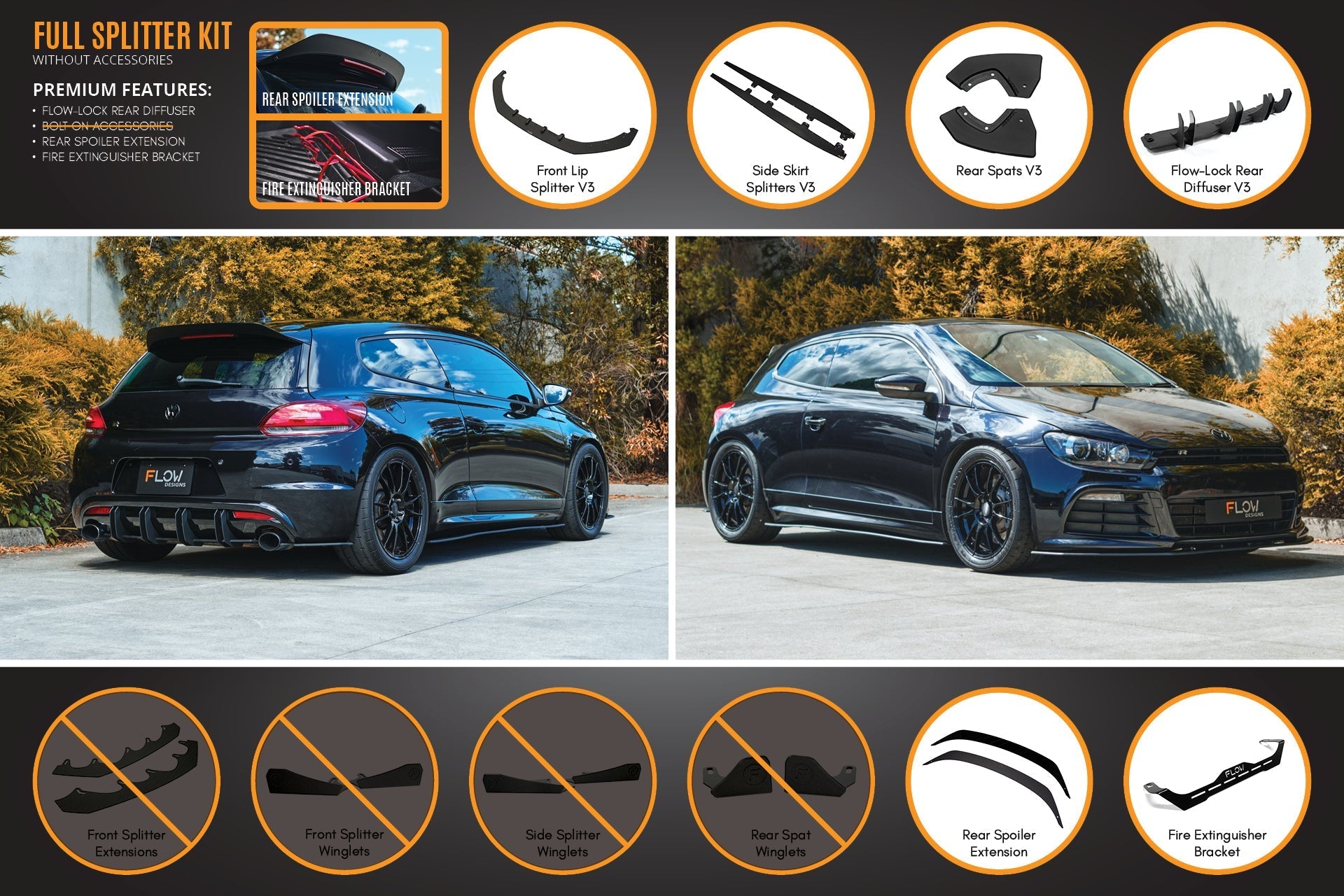 Flow Designs Scirocco R PFL V3 Full Lip Splitter Set - iilumolab