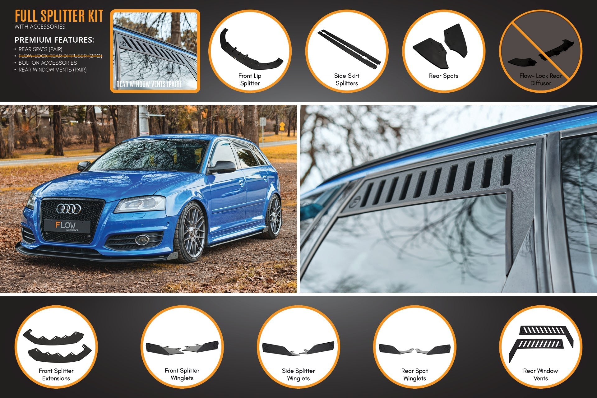 Flow Designs S3 8P2 Hatch (FL) Full Lip Splitter Set