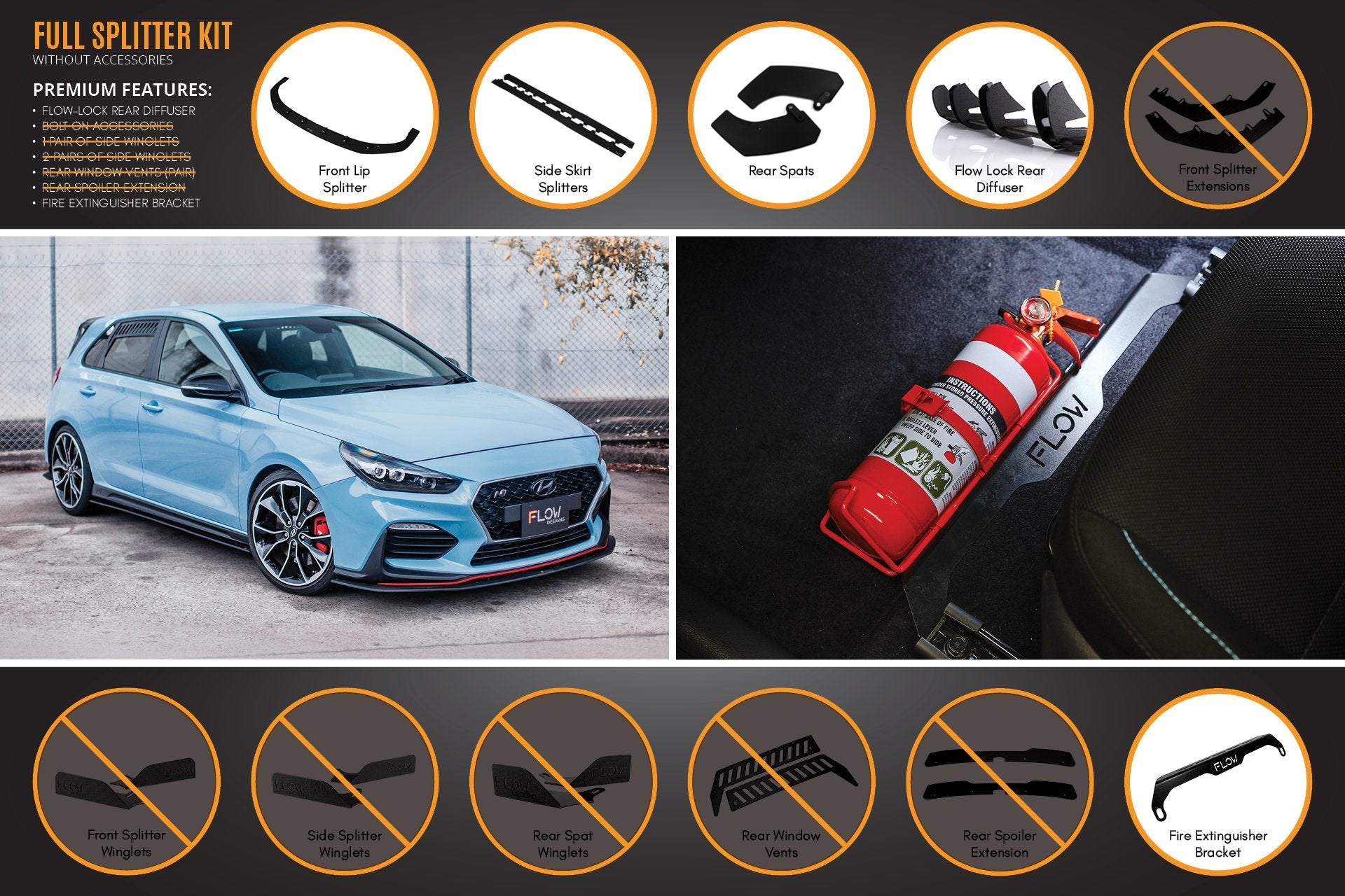 Flow Designs i30N Hatch PD (2018-2020) Full Lip Splitter Set - iilumolab