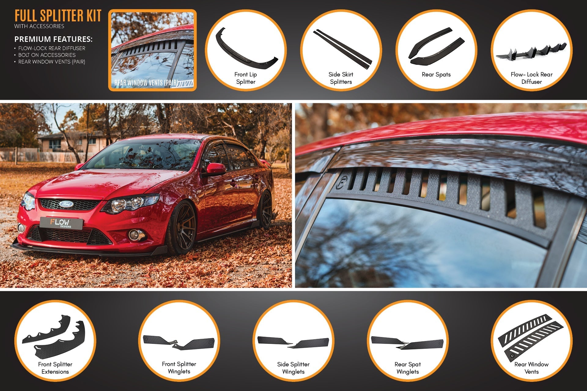 Flow Designs MK1 Falcon FG Full Lip Splitter Set - iilumolab