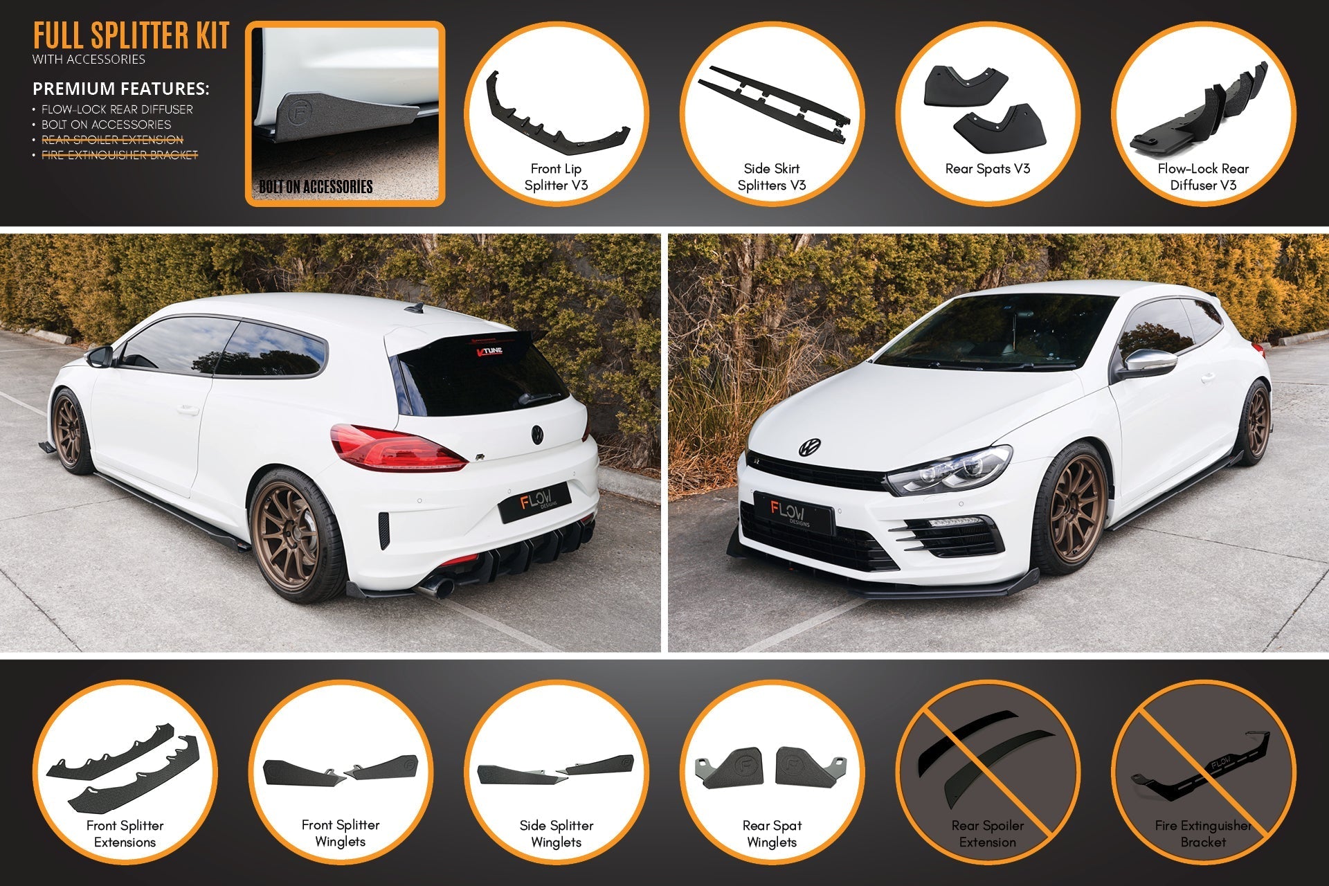 Flow Designs Scirocco R FL V3 Full Lip Splitter Set - iilumolab