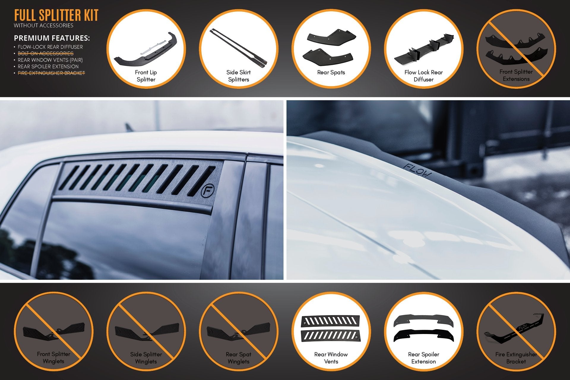 Flow Designs MK8 Golf GTI Full Lip Splitter Set - iilumolab
