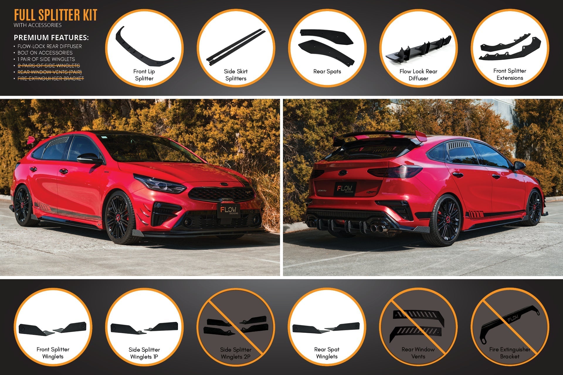 Flow Designs Cerato GT Hatch PFL Full Lip Splitter Set - iilumolab
