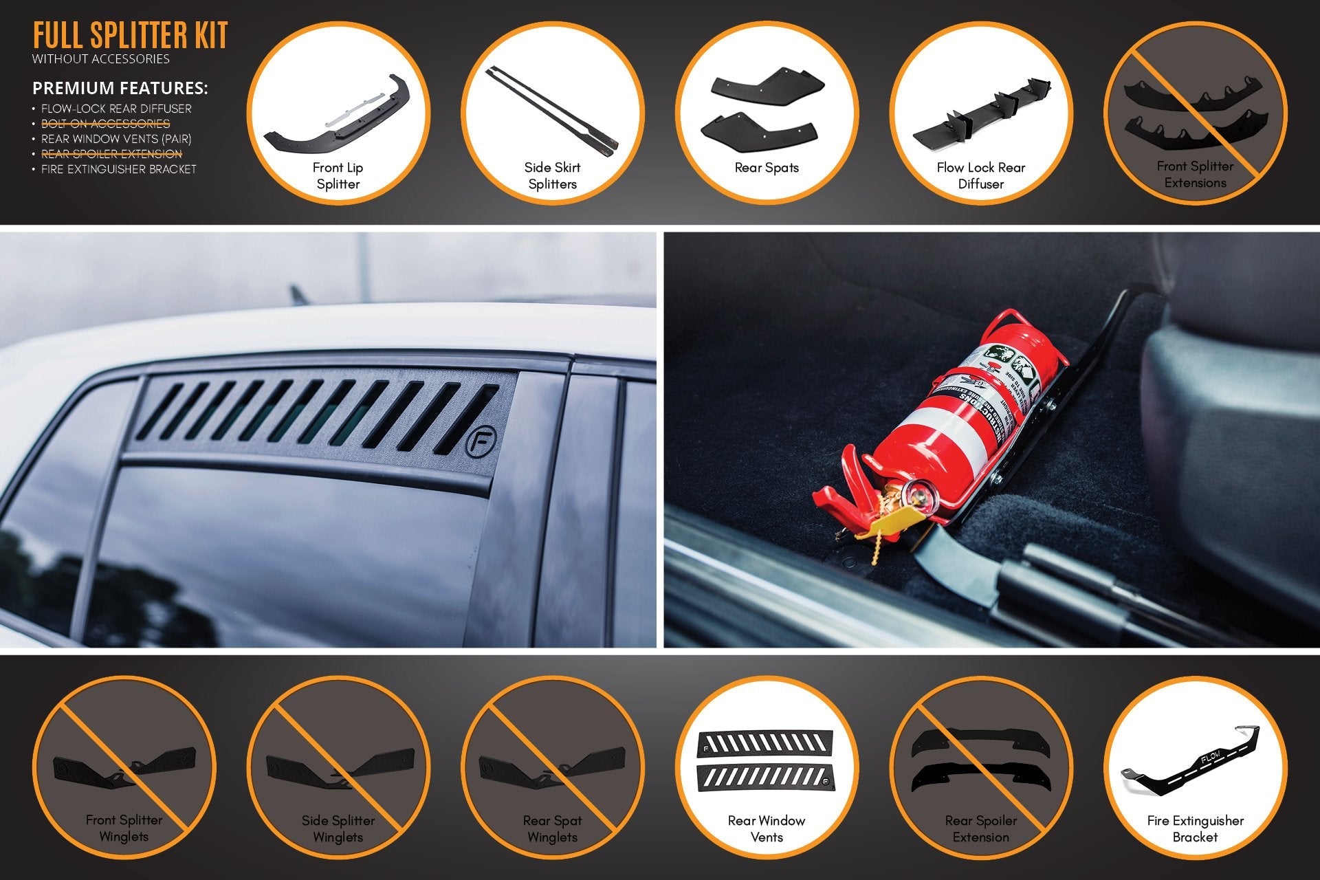 Flow Designs MK8 Golf GTI Full Lip Splitter Set - iilumolab
