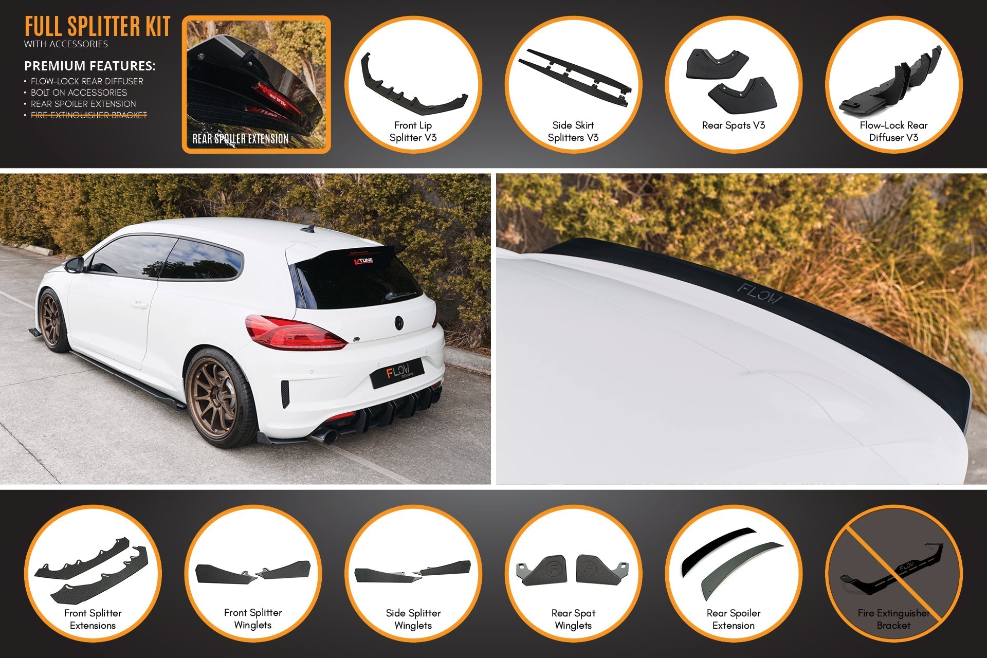 Flow Designs Scirocco R FL V3 Full Lip Splitter Set - iilumolab