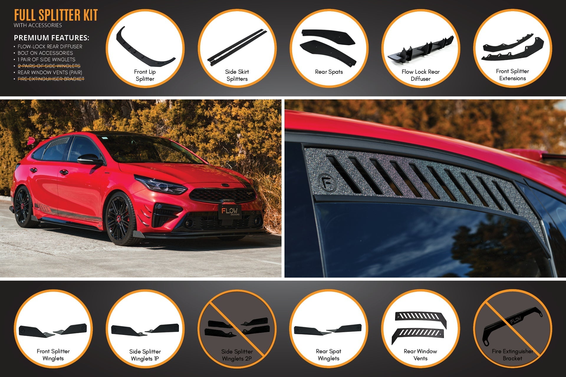 Flow Designs Cerato GT Hatch PFL Full Lip Splitter Set - iilumolab