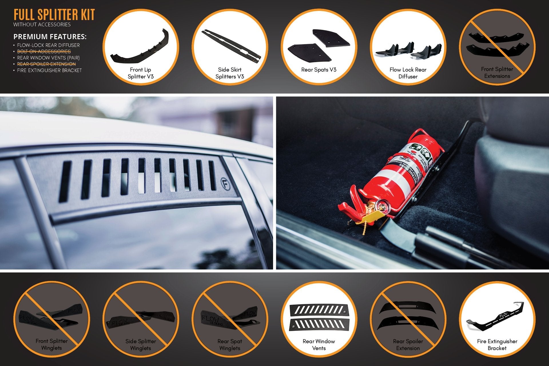 Flow Designs MK6 Golf R Full Lip Splitter Set - iilumolab