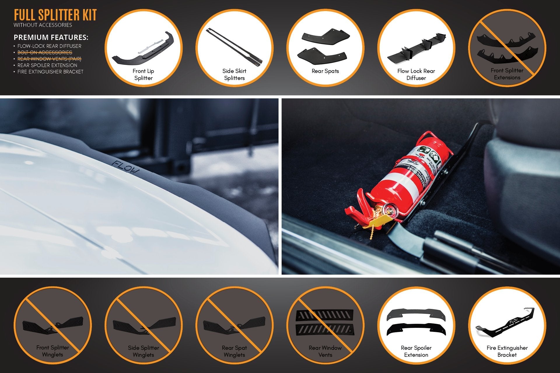 Flow Designs MK8 Golf GTI Full Lip Splitter Set - iilumolab