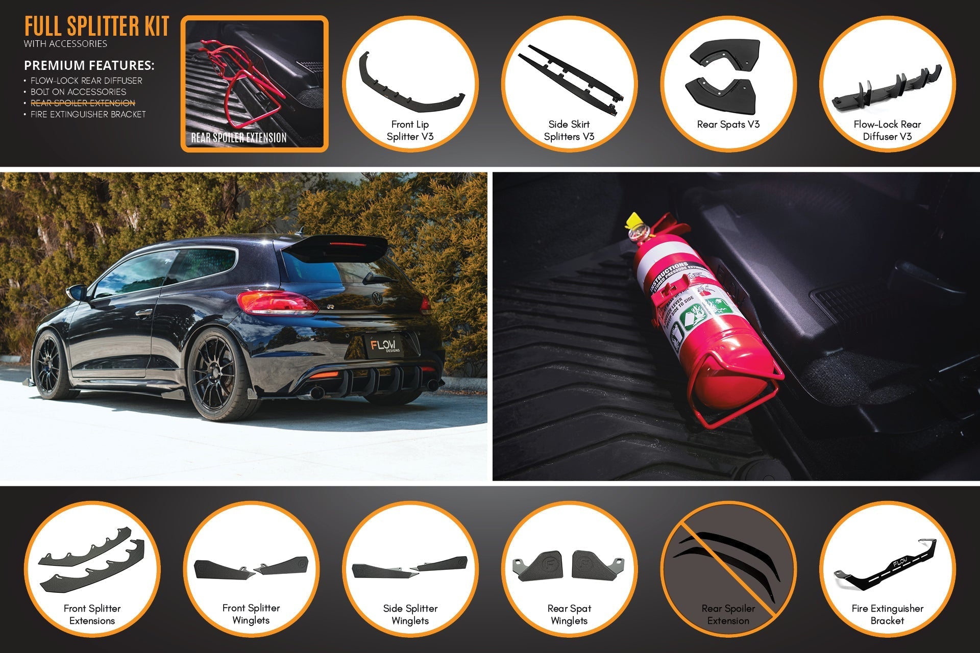 Flow Designs Scirocco R PFL V3 Full Lip Splitter Set - iilumolab
