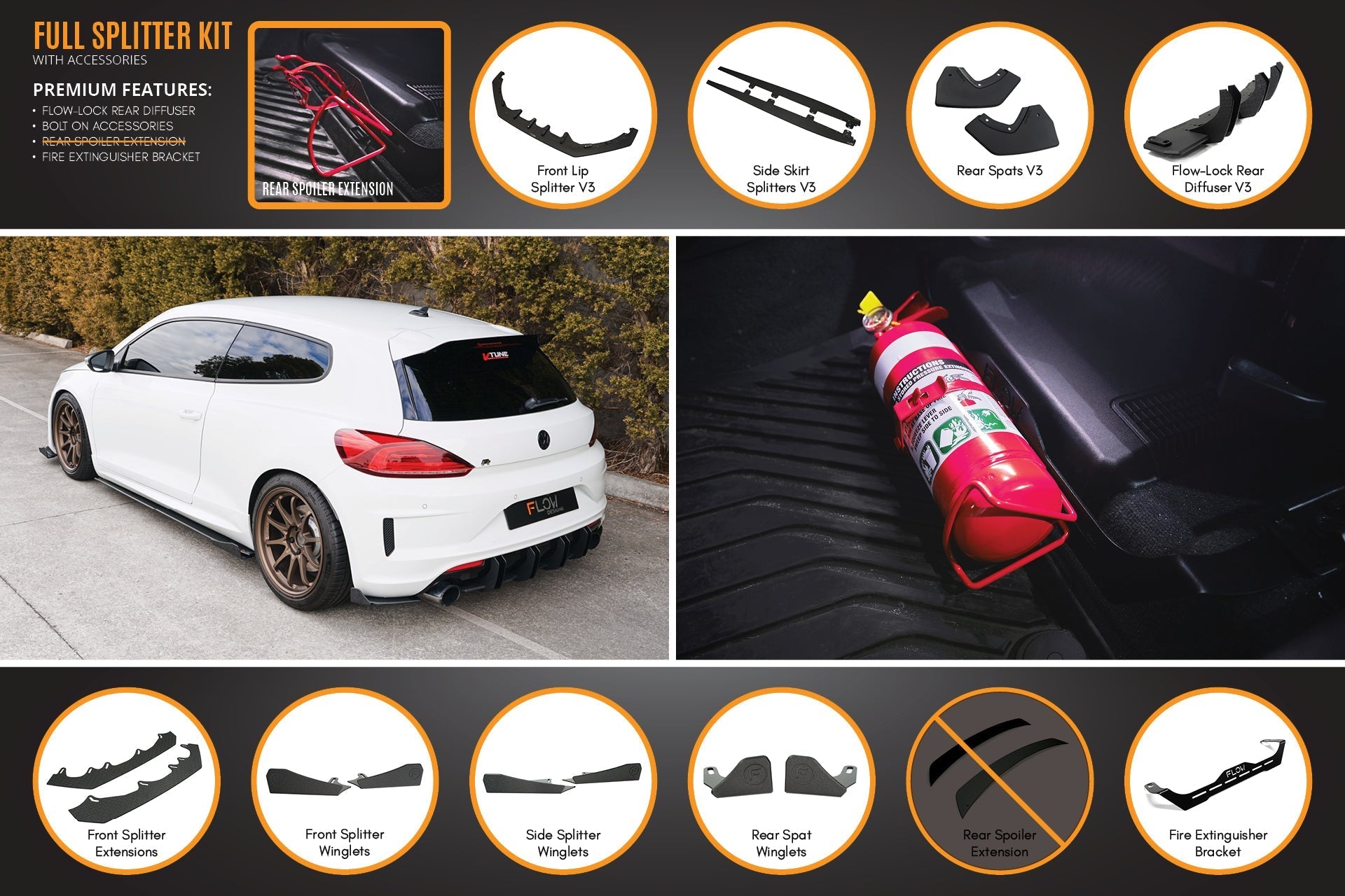 Flow Designs Scirocco R FL V3 Full Lip Splitter Set - iilumolab