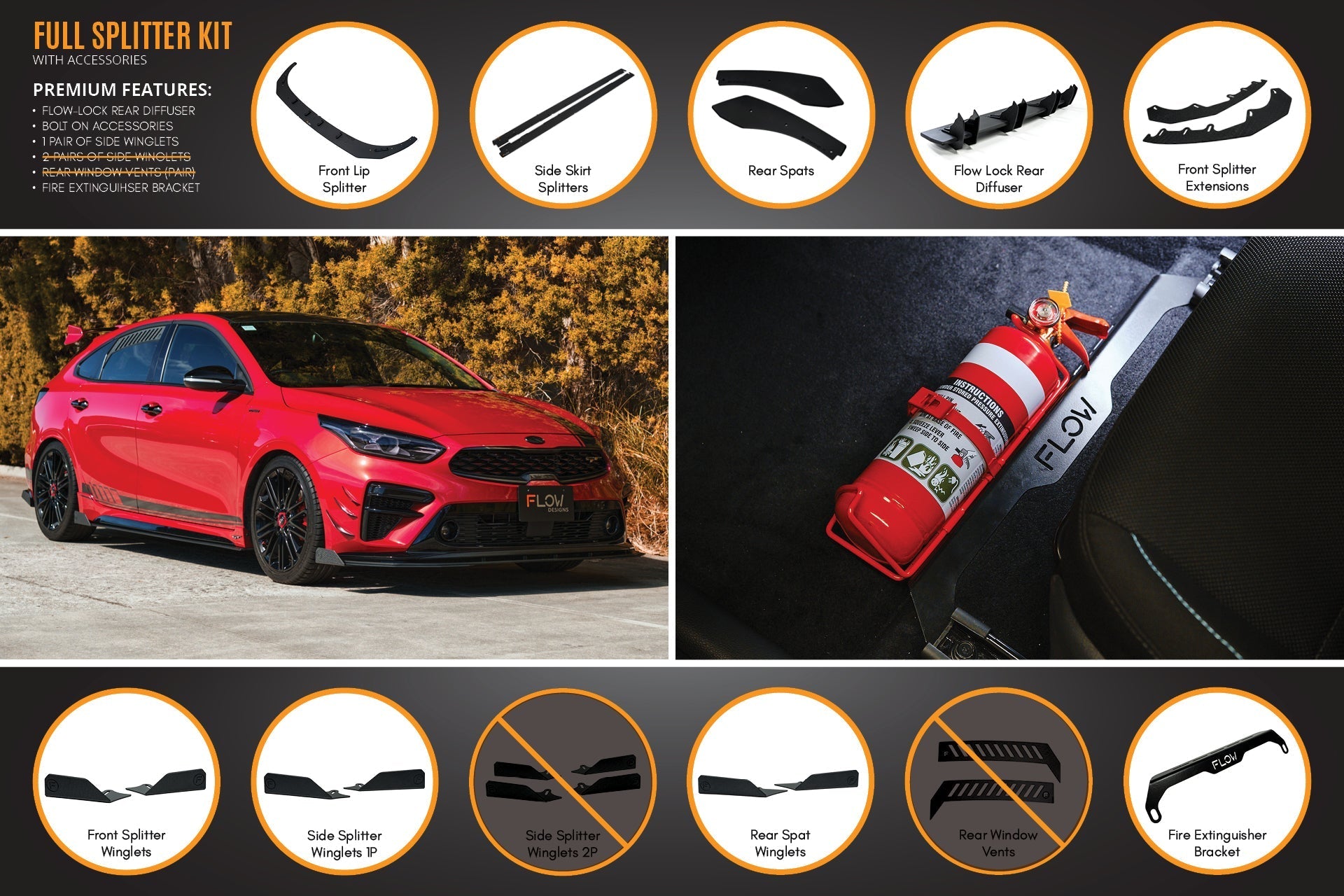 Flow Designs Cerato GT Hatch PFL Full Lip Splitter Set - iilumolab