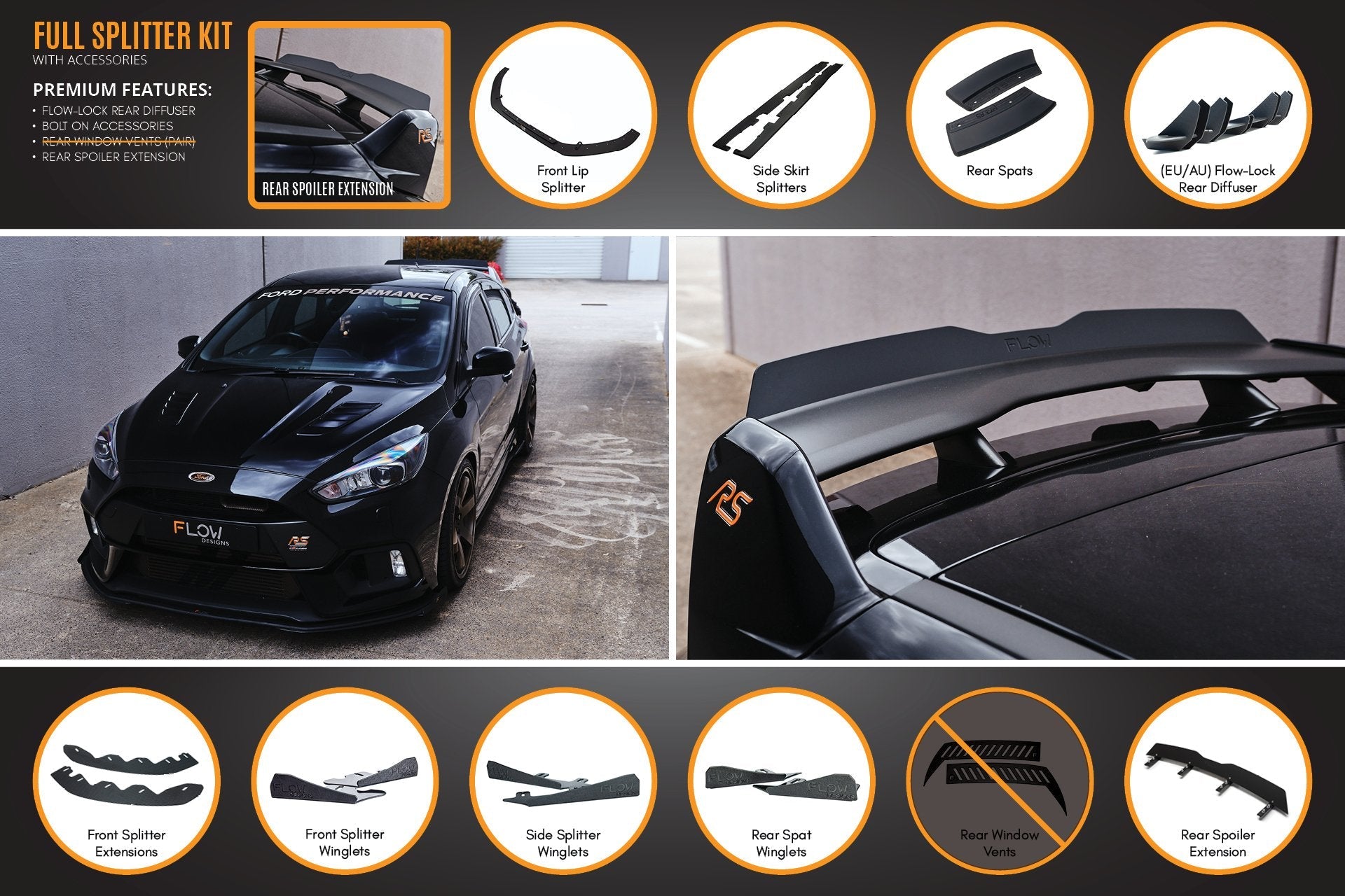 Flow Designs MK3 Focus RS Full Lip Splitter Set - iilumolab