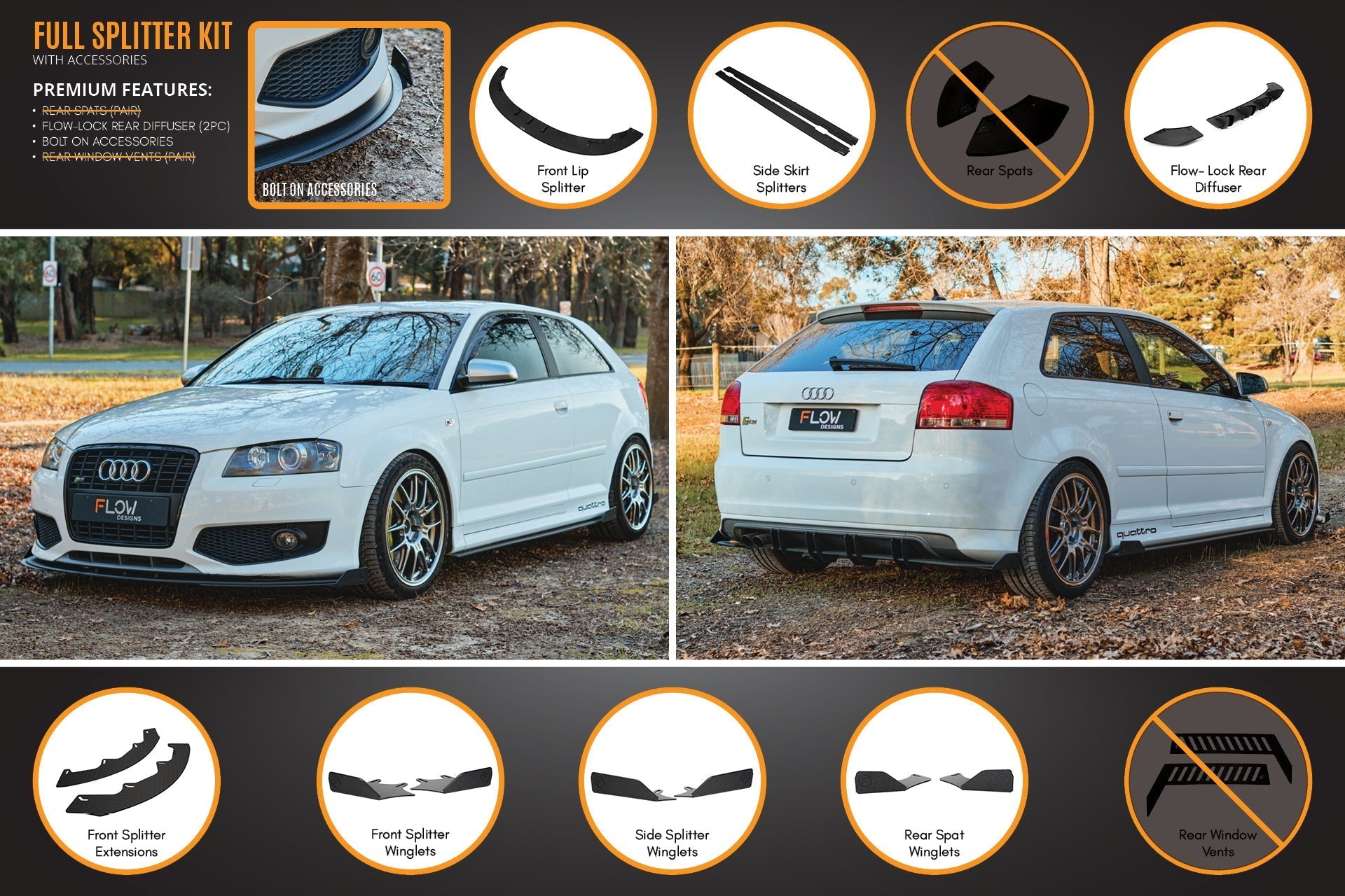Flow Designs S3 8P Hatch (PFL) Full Lip Splitter Set - iilumolab