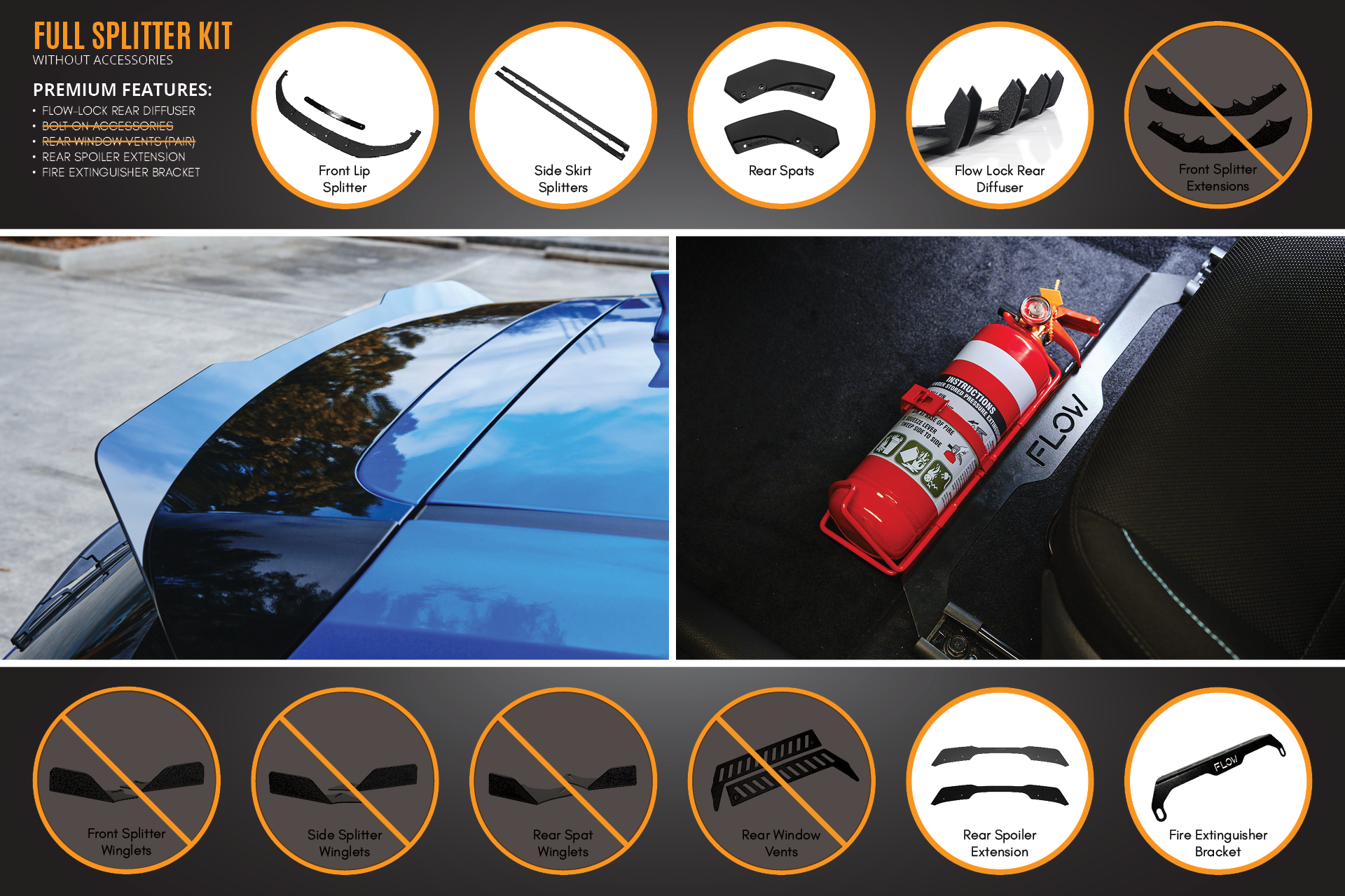 Flow Designs i30 SR Hatch (2017-2018) Full Lip Splitter Set