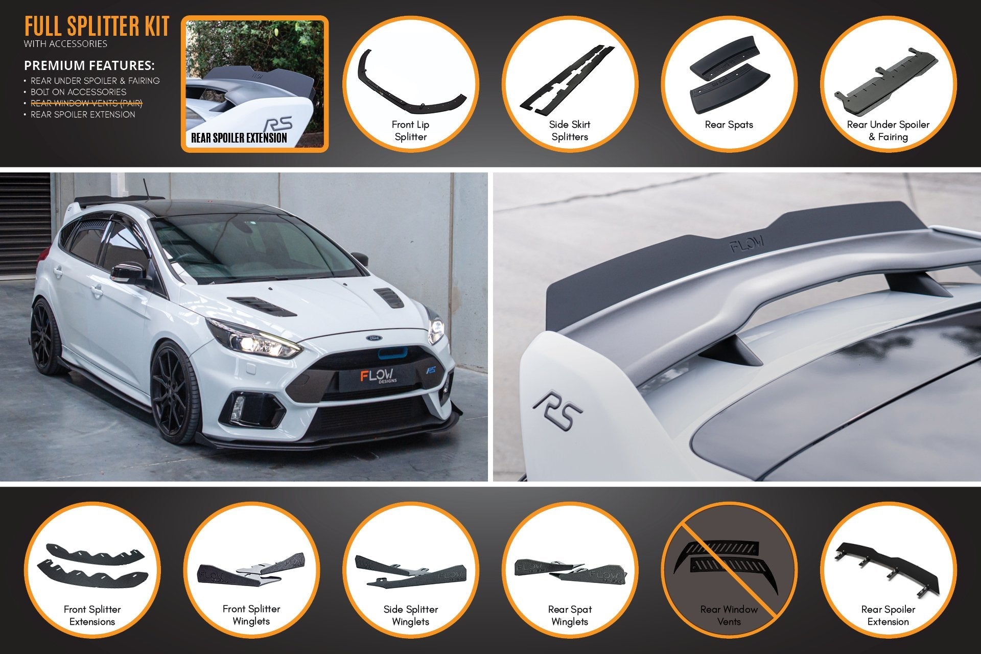 Flow Designs MK3 Focus RS Full Lip Splitter Set - iilumolab