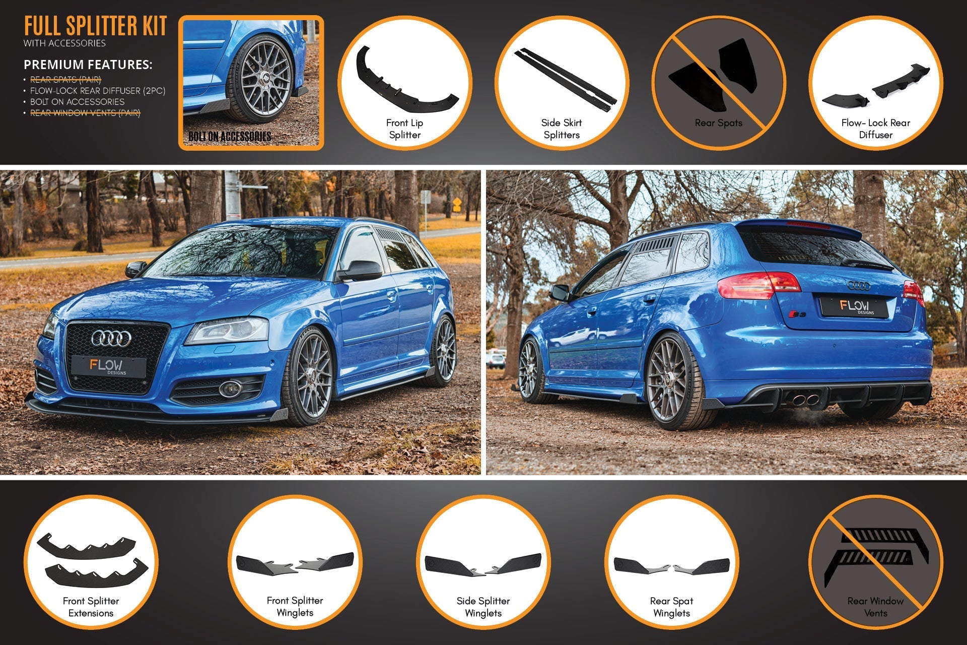 Flow Designs S3 8P2 Hatch (FL) Full Lip Splitter Set