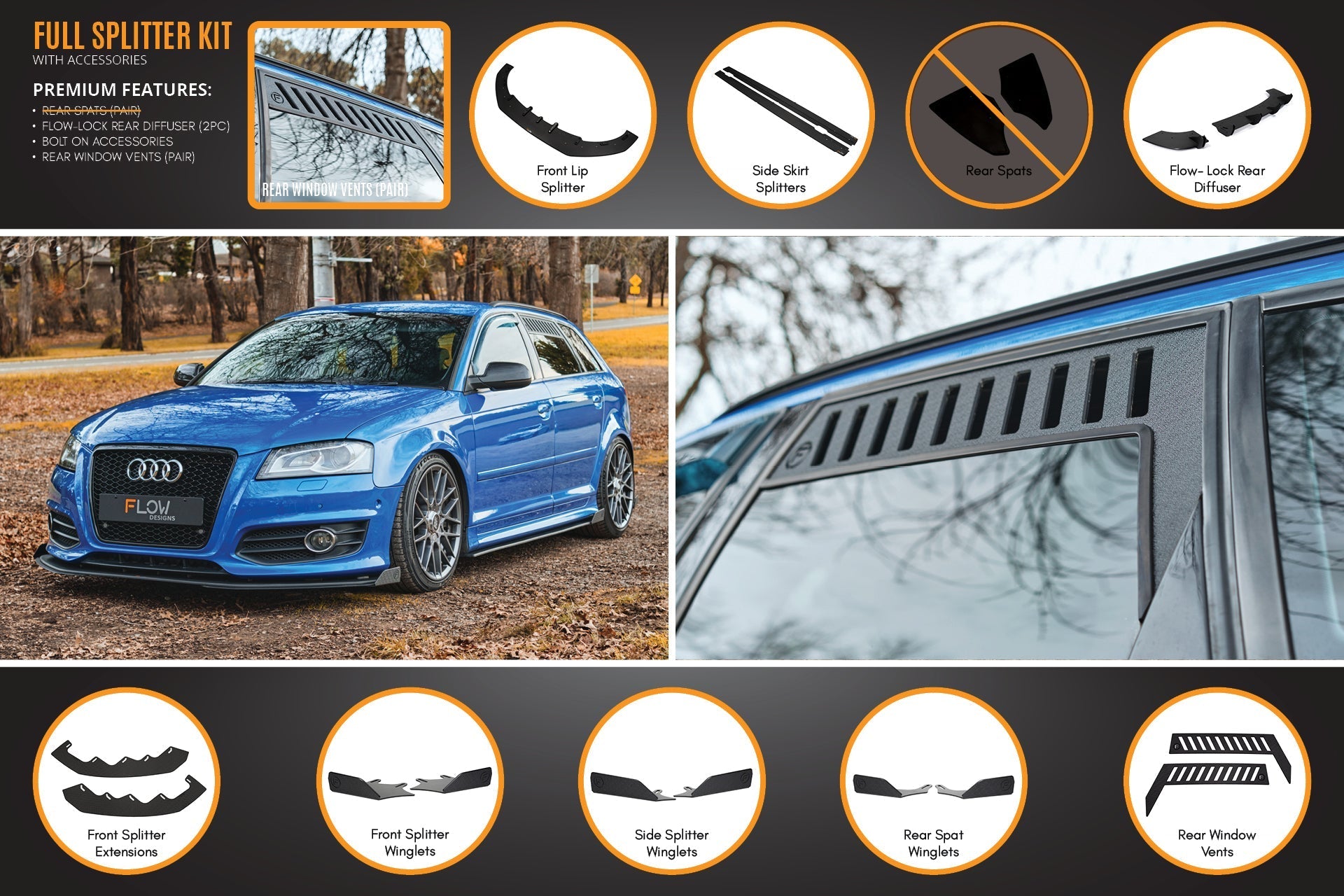 Flow Designs S3 8P2 Hatch (FL) Full Lip Splitter Set