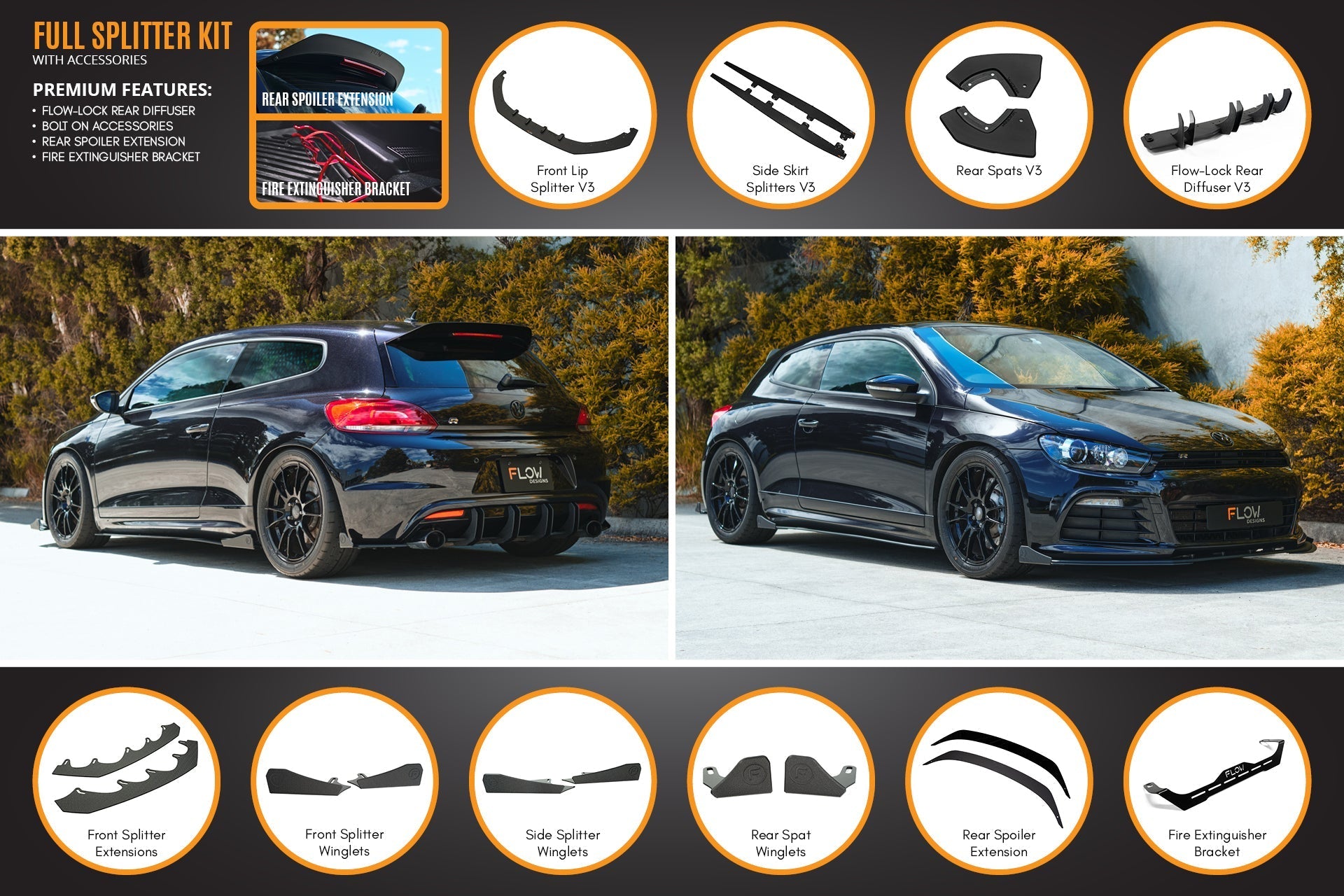 Flow Designs Scirocco R PFL V3 Full Lip Splitter Set - iilumolab