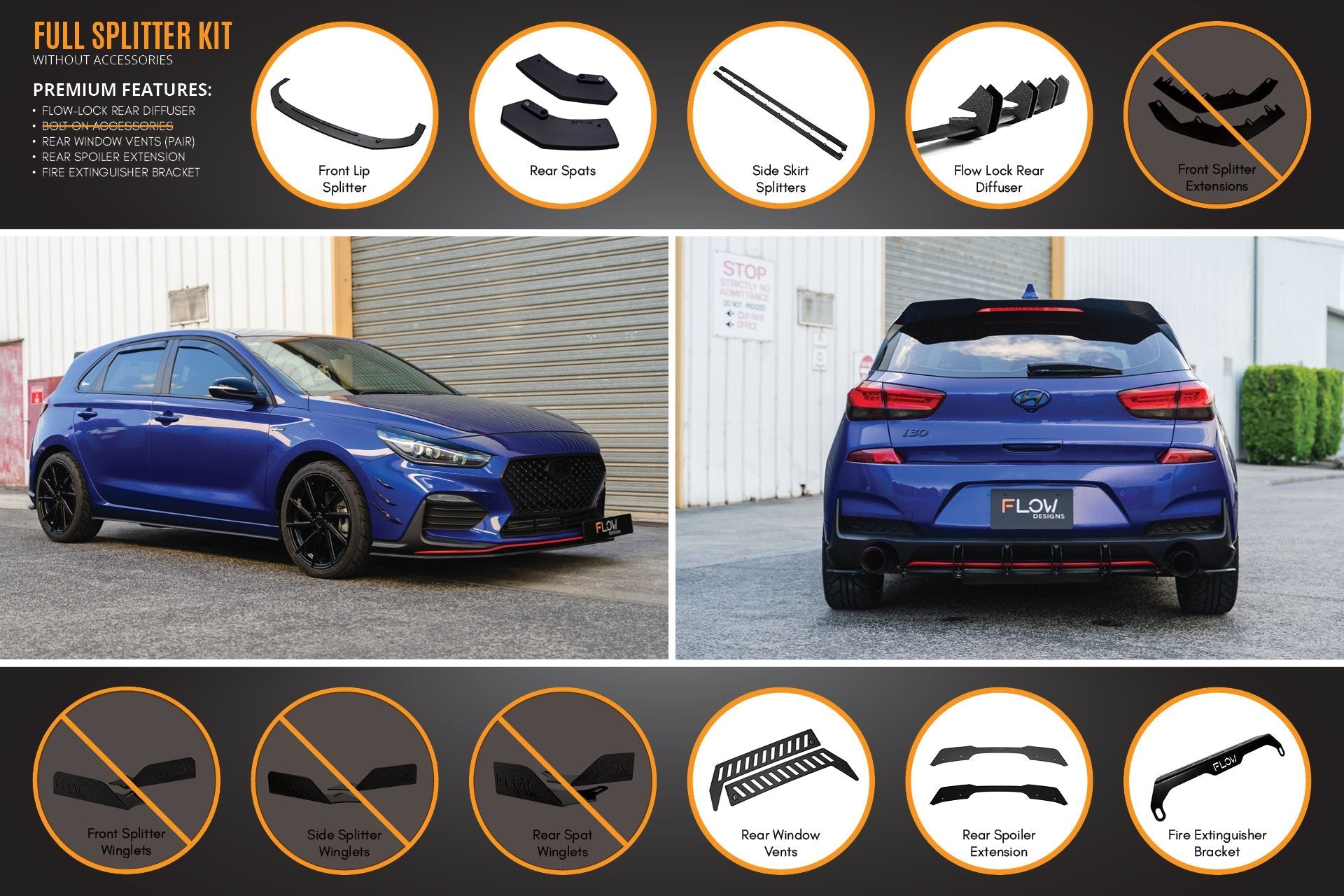i30 N Line Hatch PD (2018-2023) Full Splitter Lip Set