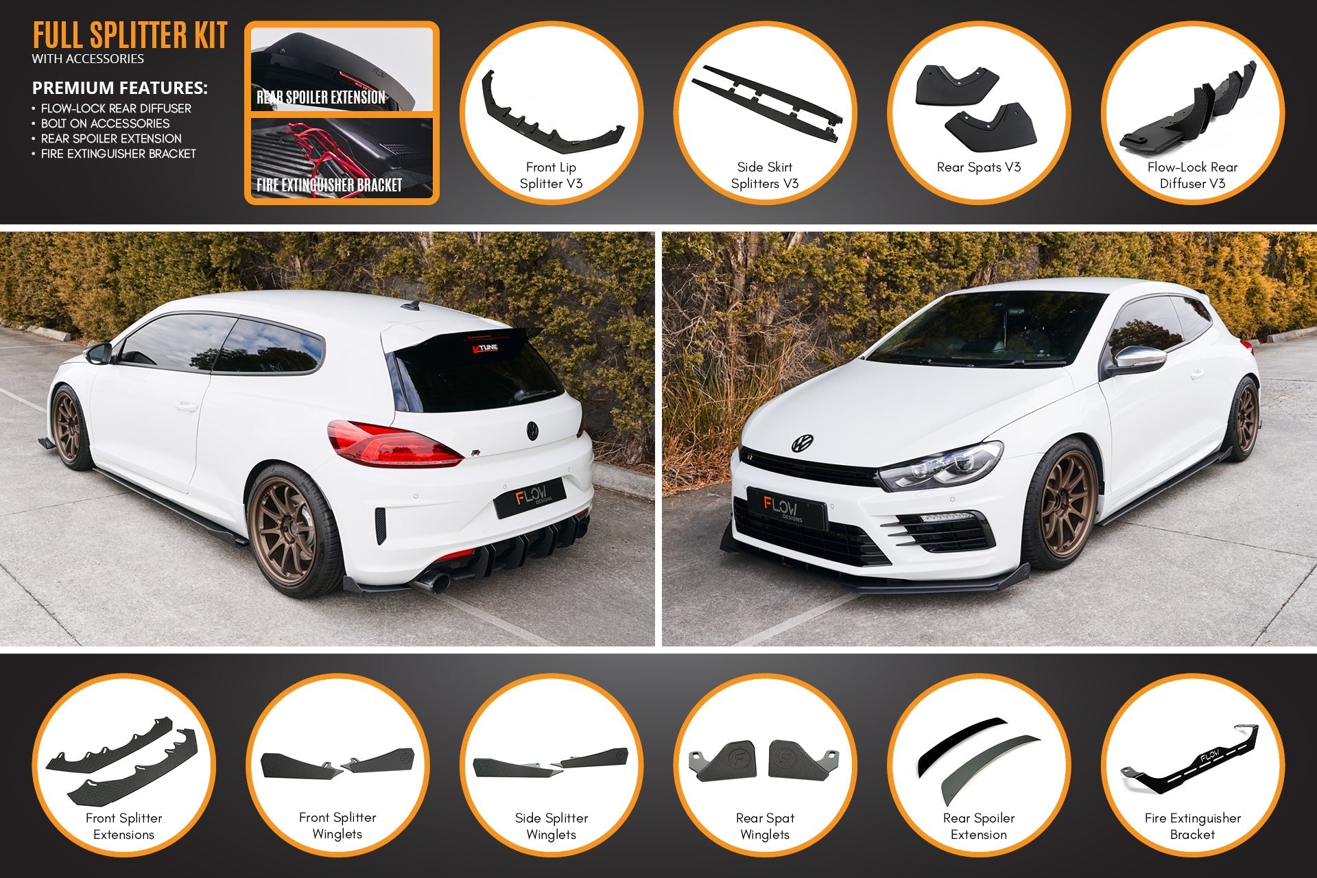 Flow Designs Scirocco R FL V3 Full Lip Splitter Set - iilumolab