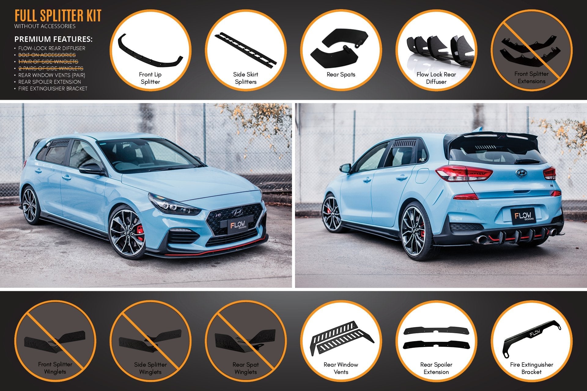 Flow Designs i30N Hatch PD (2018-2020) Full Lip Splitter Set - iilumolab