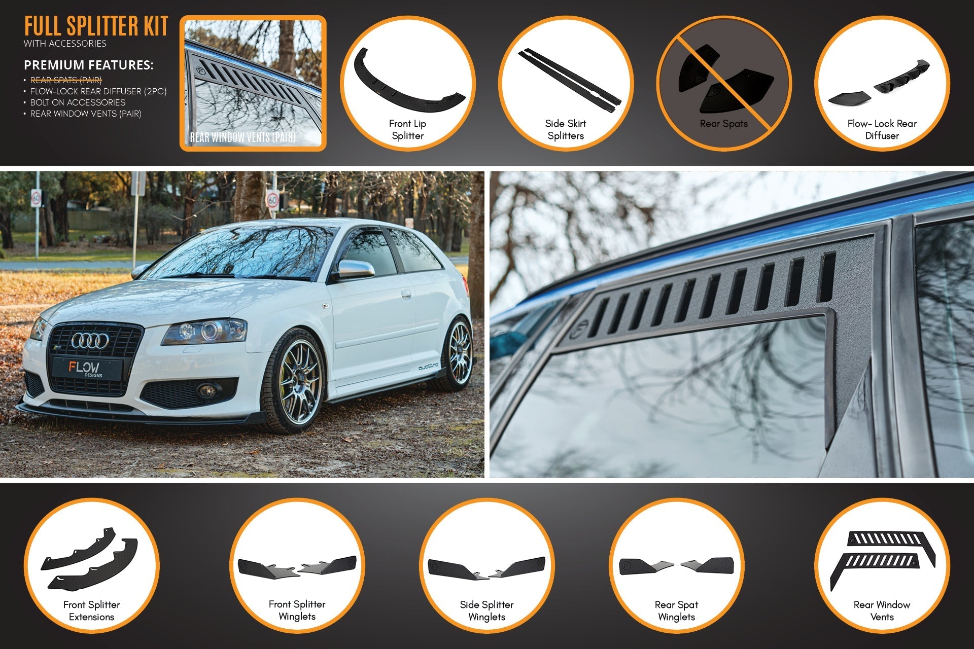 Flow Designs S3 8P Hatch (PFL) Full Lip Splitter Set - iilumolab