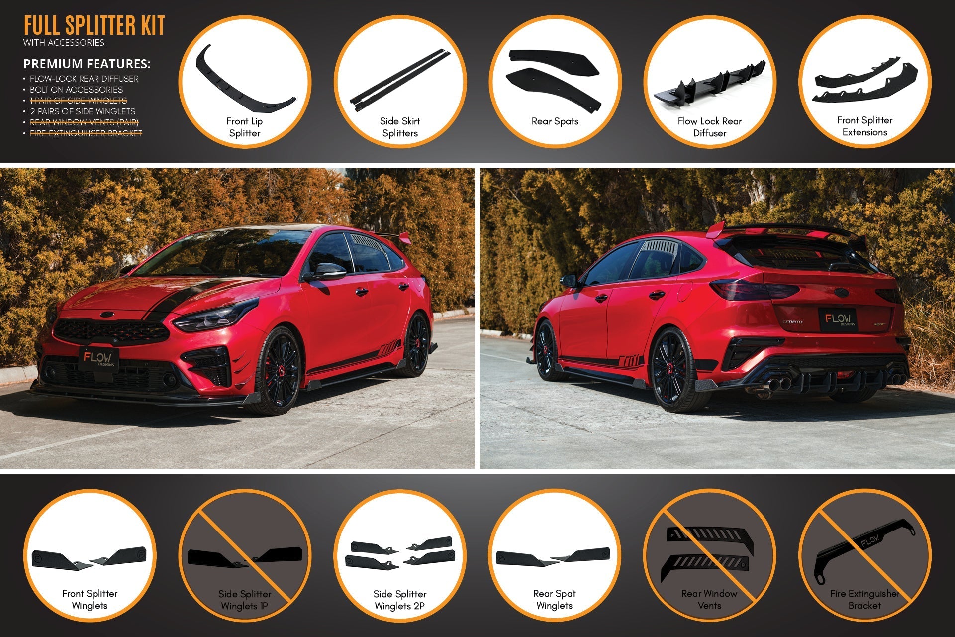 Flow Designs Cerato GT Hatch PFL Full Lip Splitter Set - iilumolab