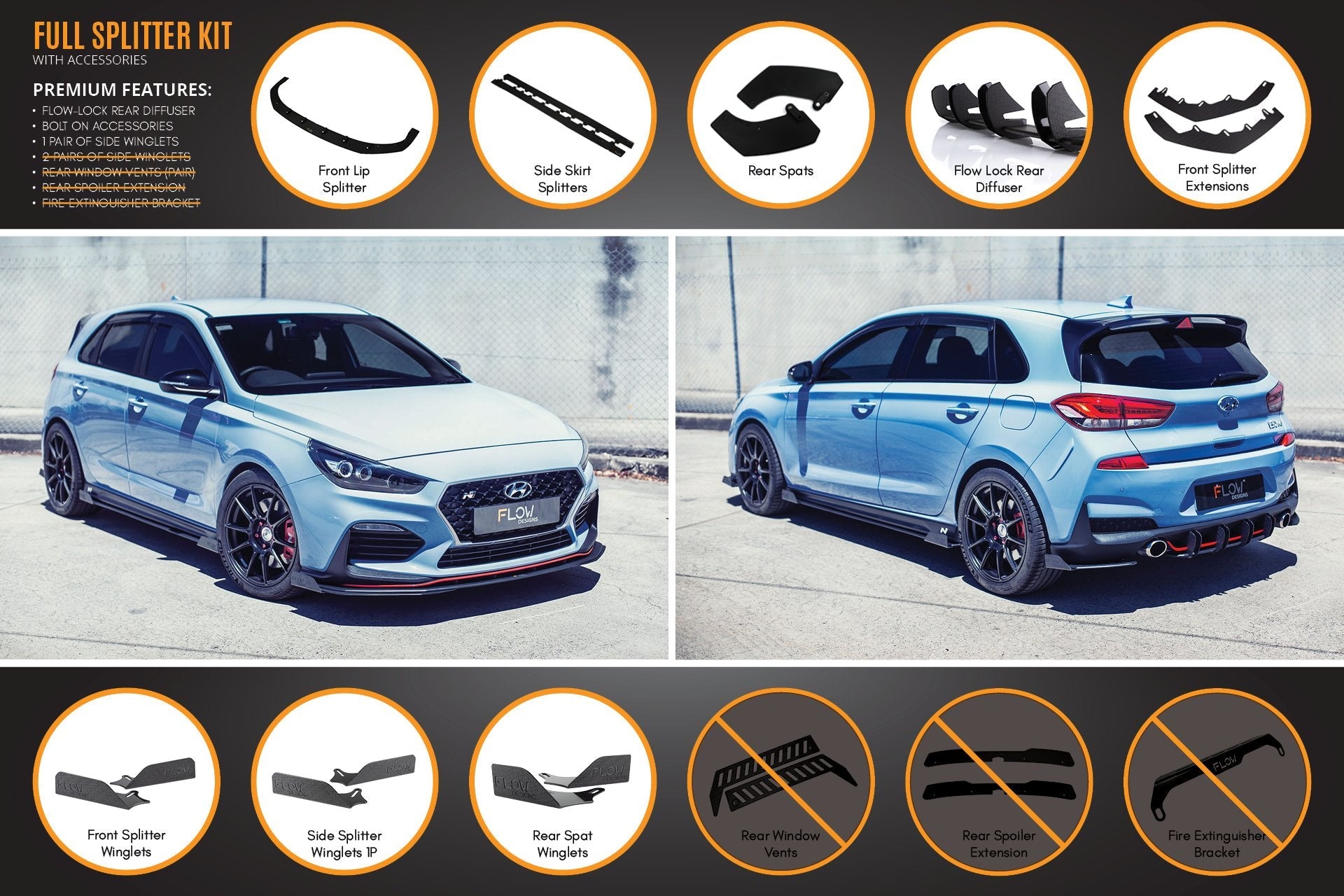 Flow Designs i30N Hatch PD (2018-2020) Full Lip Splitter Set - iilumolab