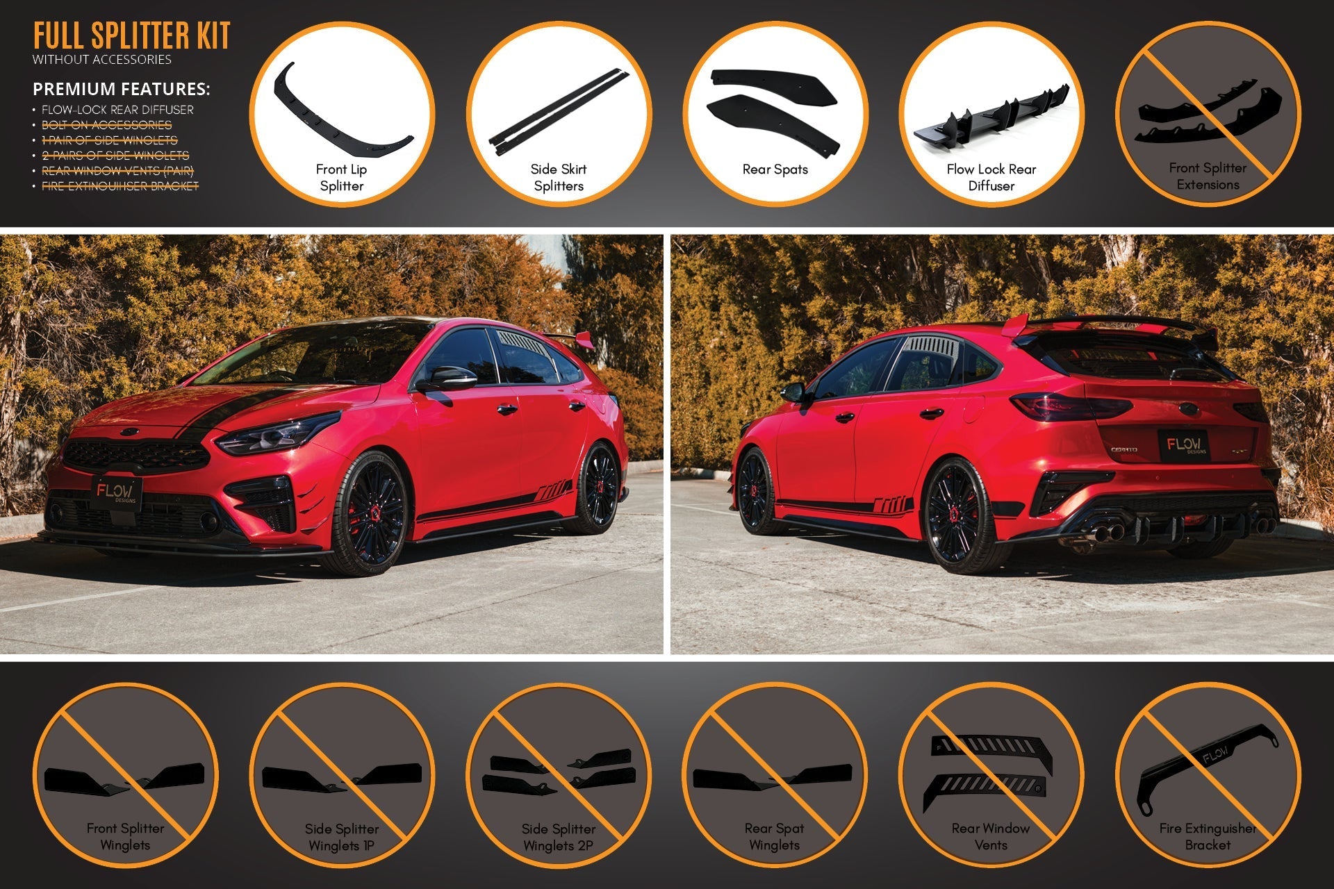 Flow Designs Cerato GT Hatch PFL Full Lip Splitter Set - iilumolab