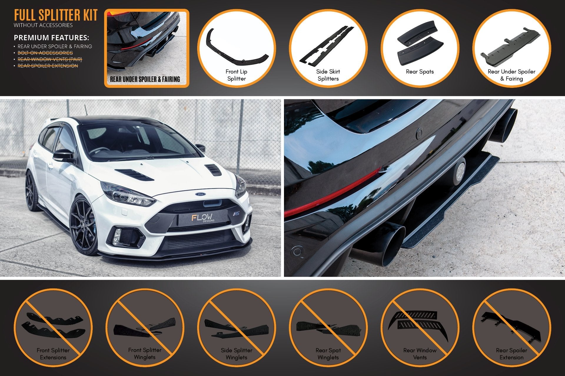 Flow Designs MK3 Focus RS Full Lip Splitter Set - iilumolab