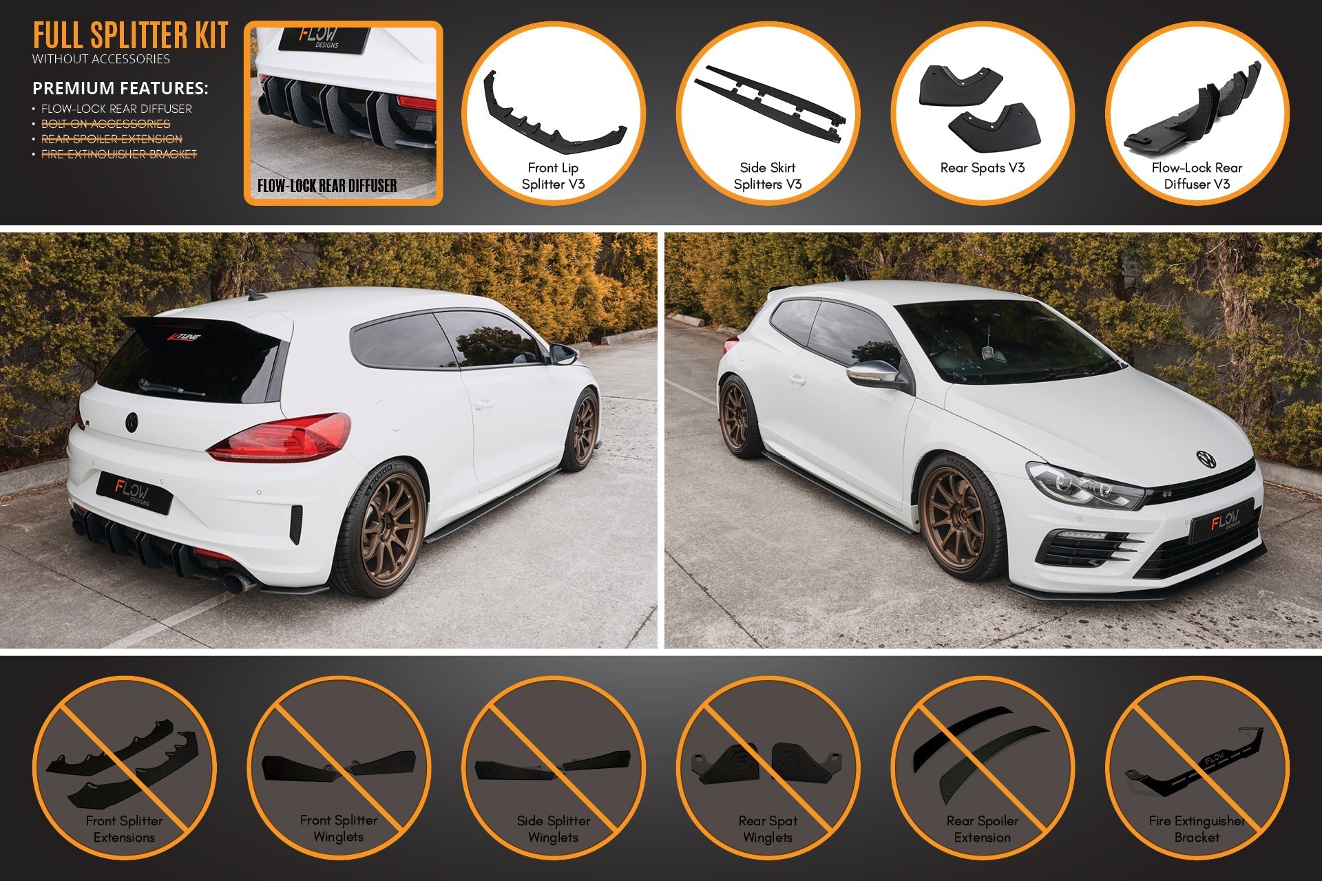 Flow Designs Scirocco R FL V3 Full Lip Splitter Set - iilumolab