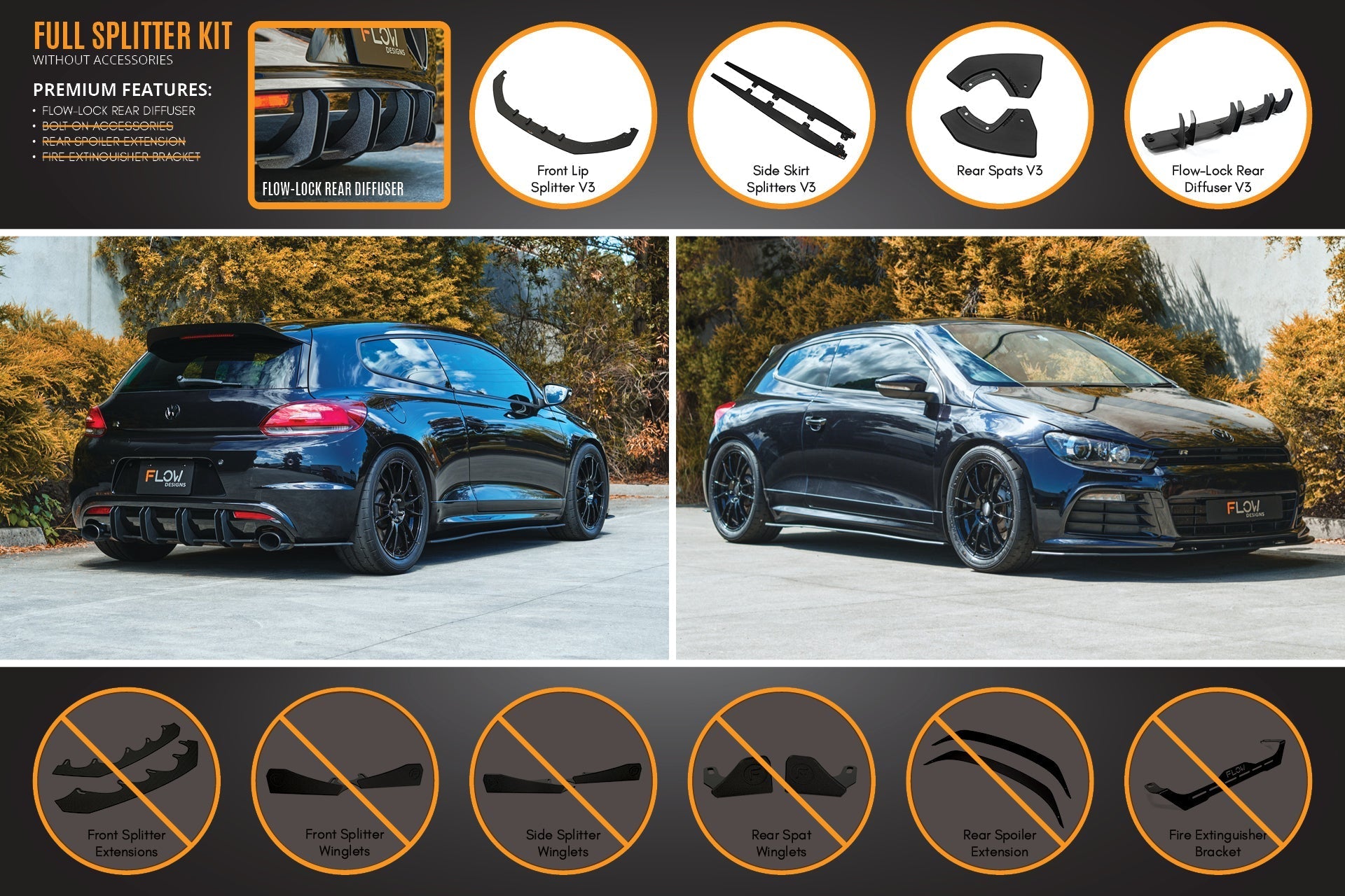 Flow Designs Scirocco R PFL V3 Full Lip Splitter Set - iilumolab
