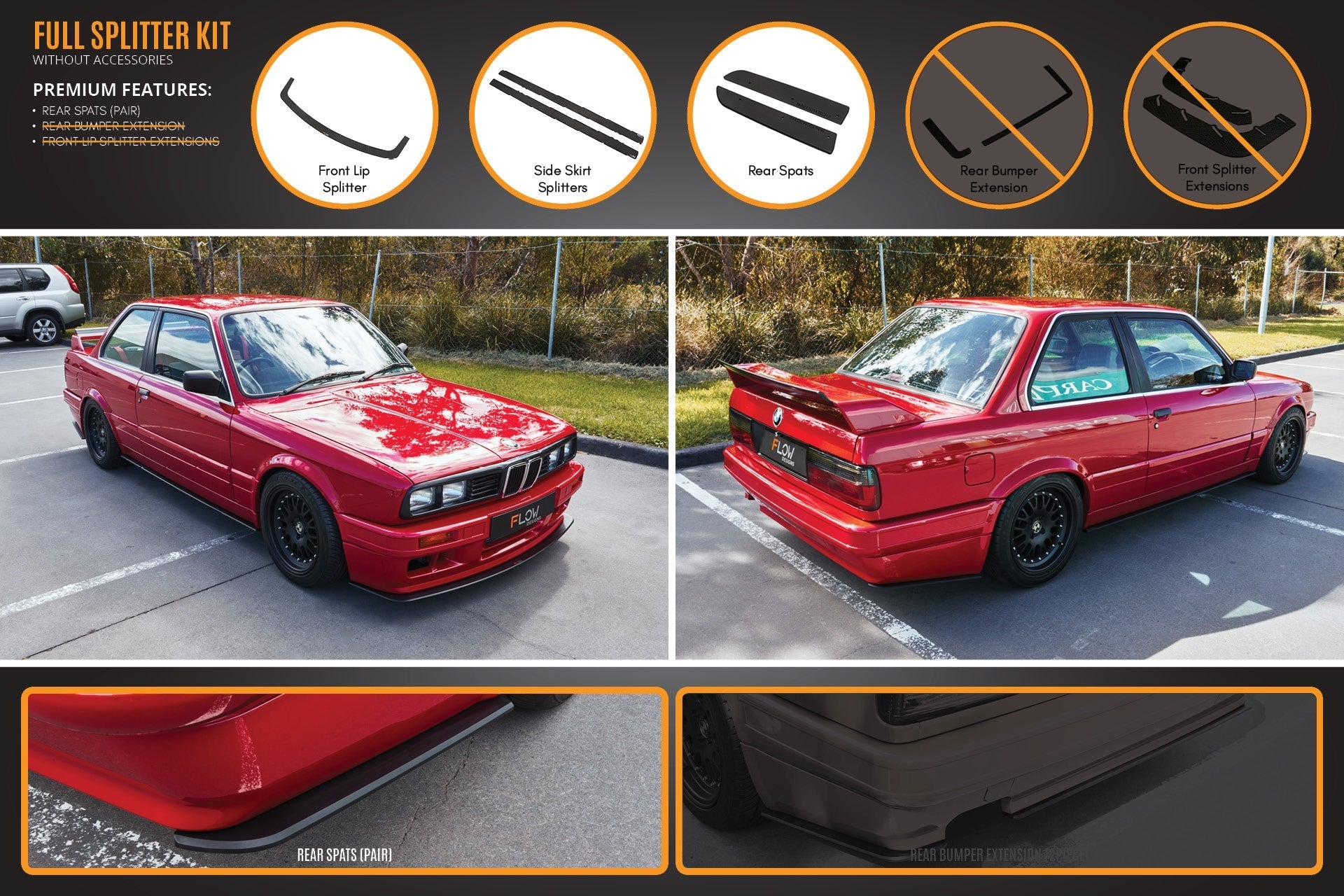 Flow Designs E30 M-Tech 2 Full Lip Splitter Set - iilumolab