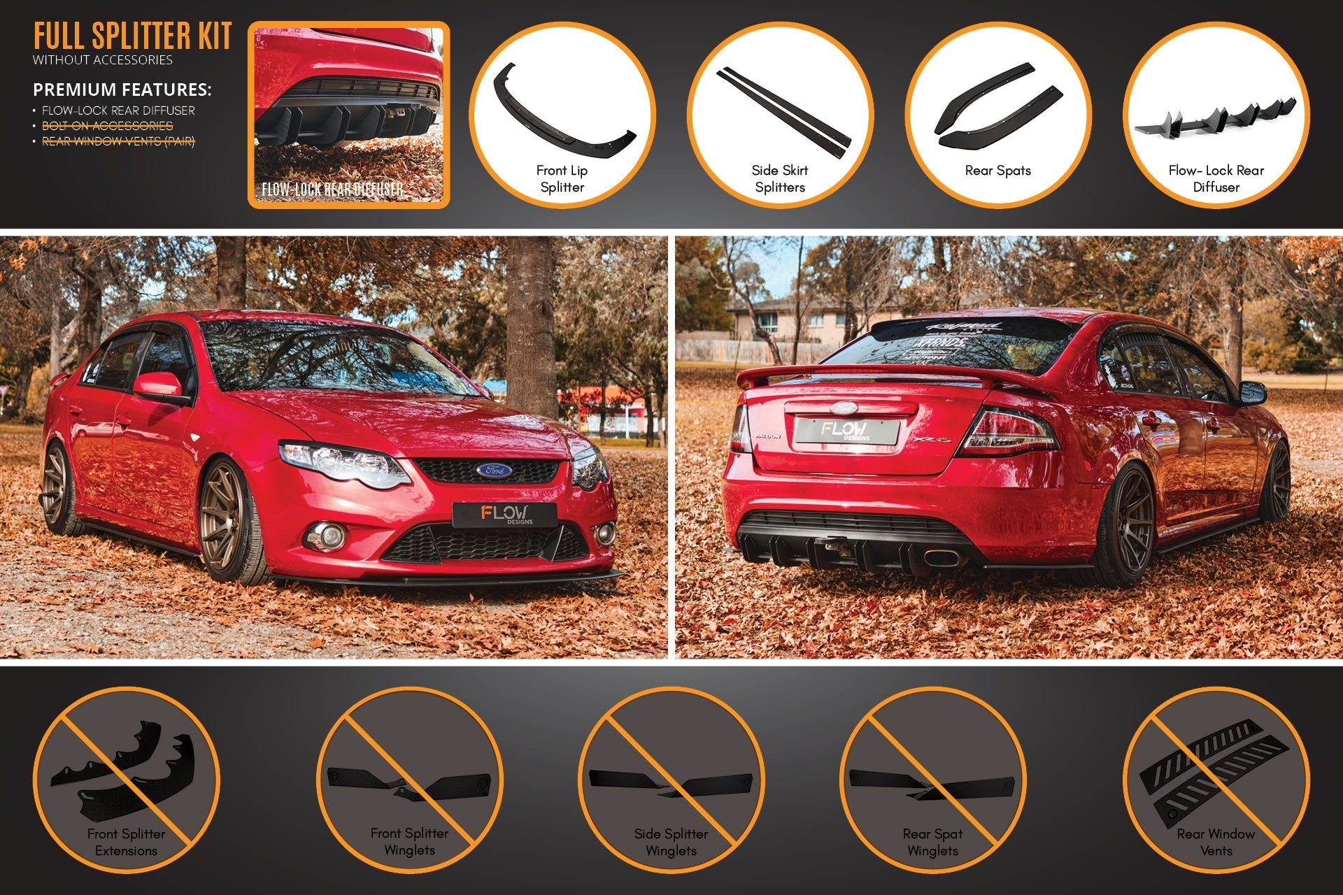 Flow Designs MK1 Falcon FG Full Lip Splitter Set - iilumolab